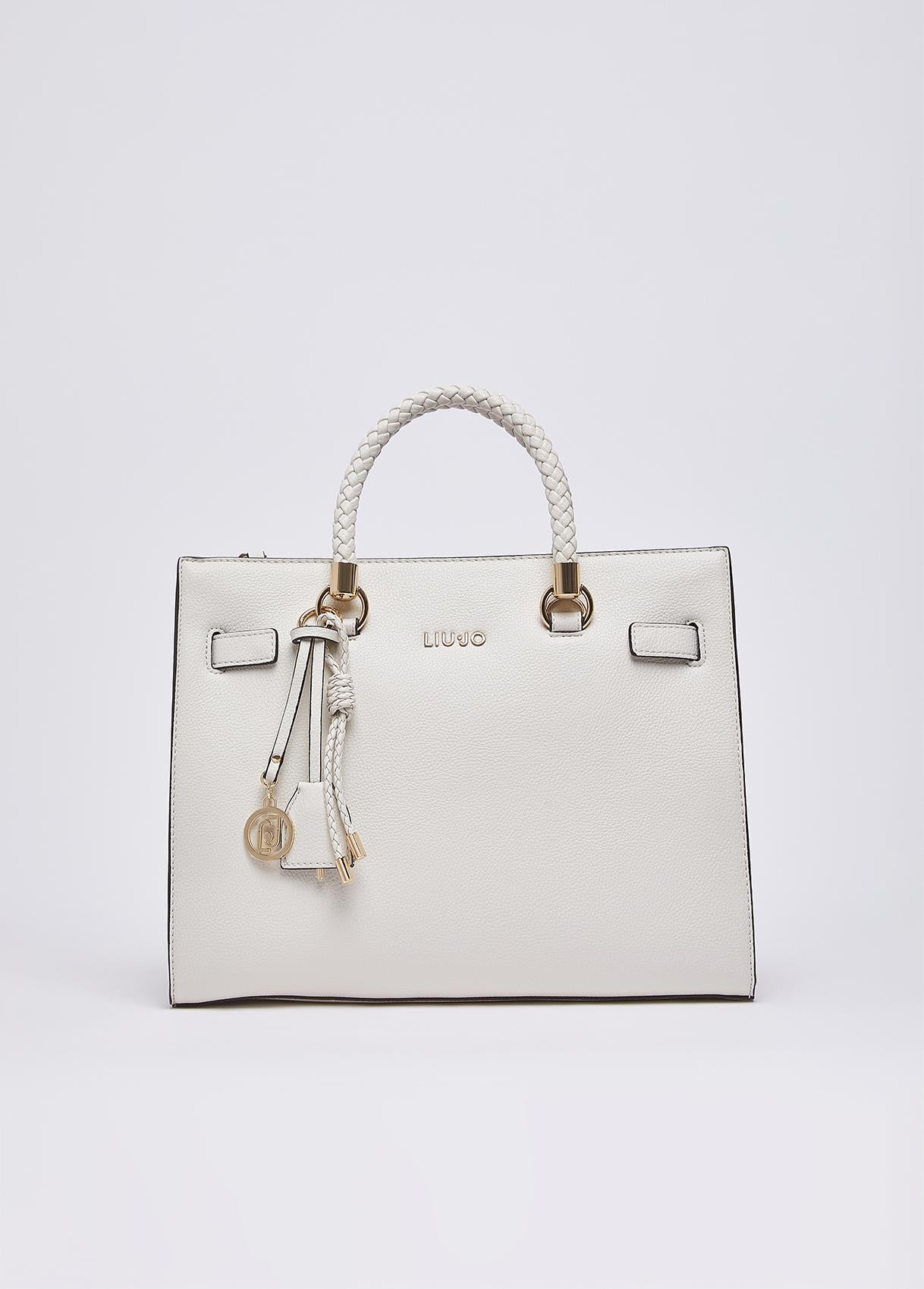 Borsa a mano Liu Jo con manici intrecciati e tracolla removibile Cream TU | Giò Fashion