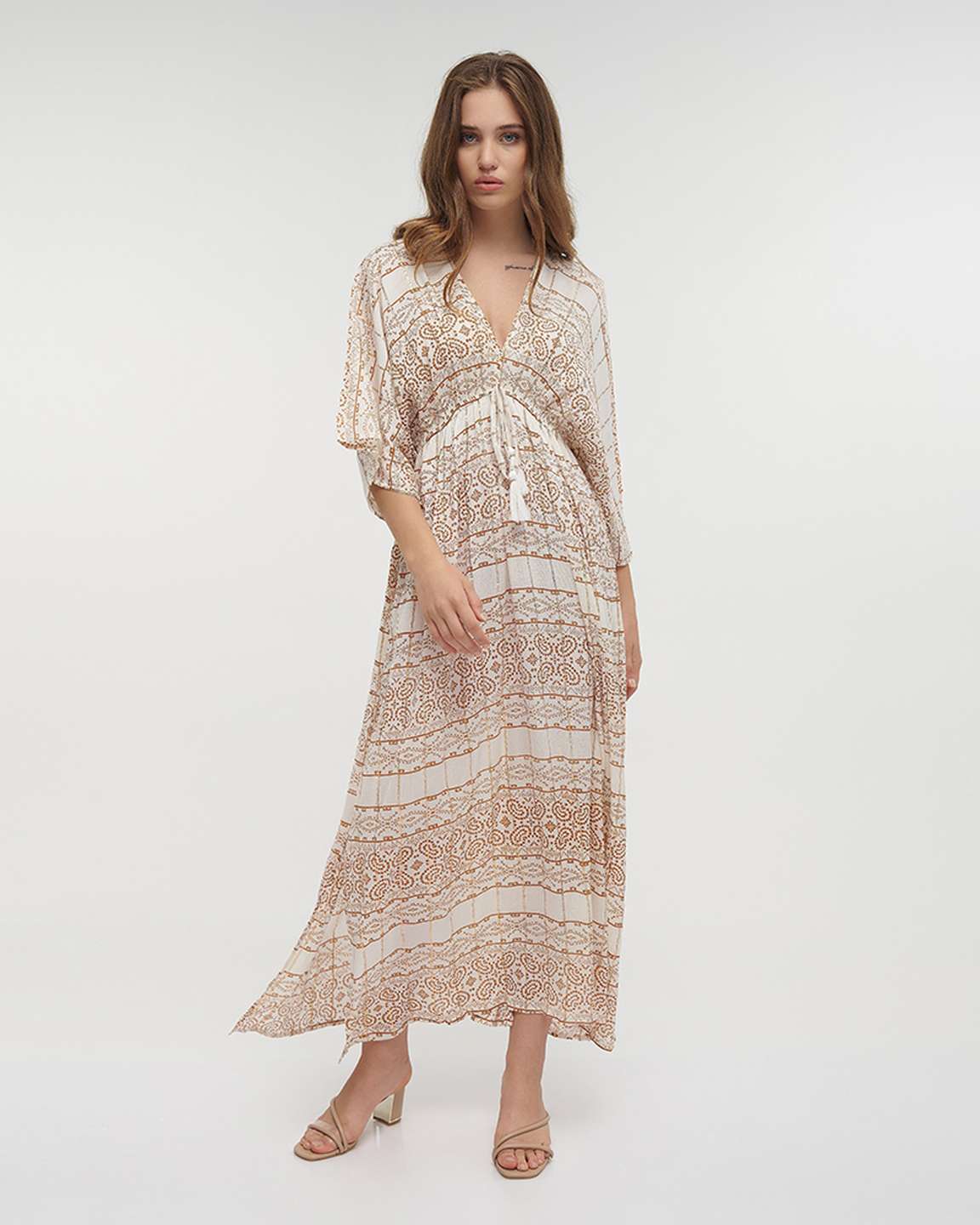 Ble Resort Collection Abito Lungo a Maniche 3/4 con Lurex