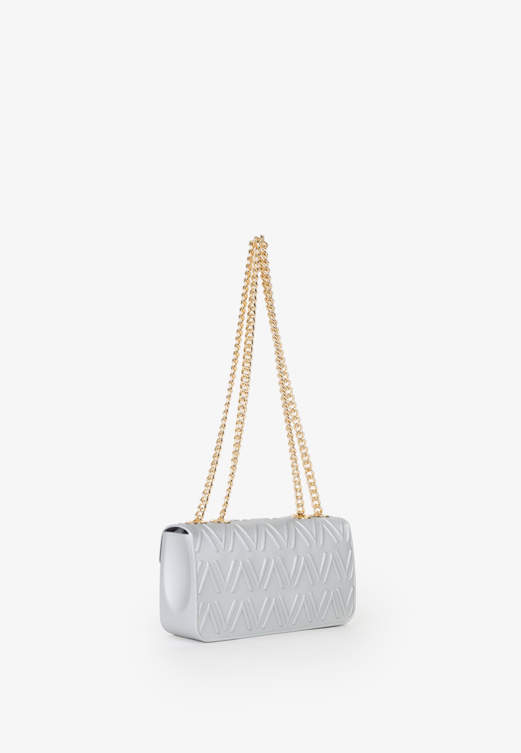 Borsa a spalla Mario Valentino con catena dorata e logo frontale iconico Argento TU | Giò Fashion