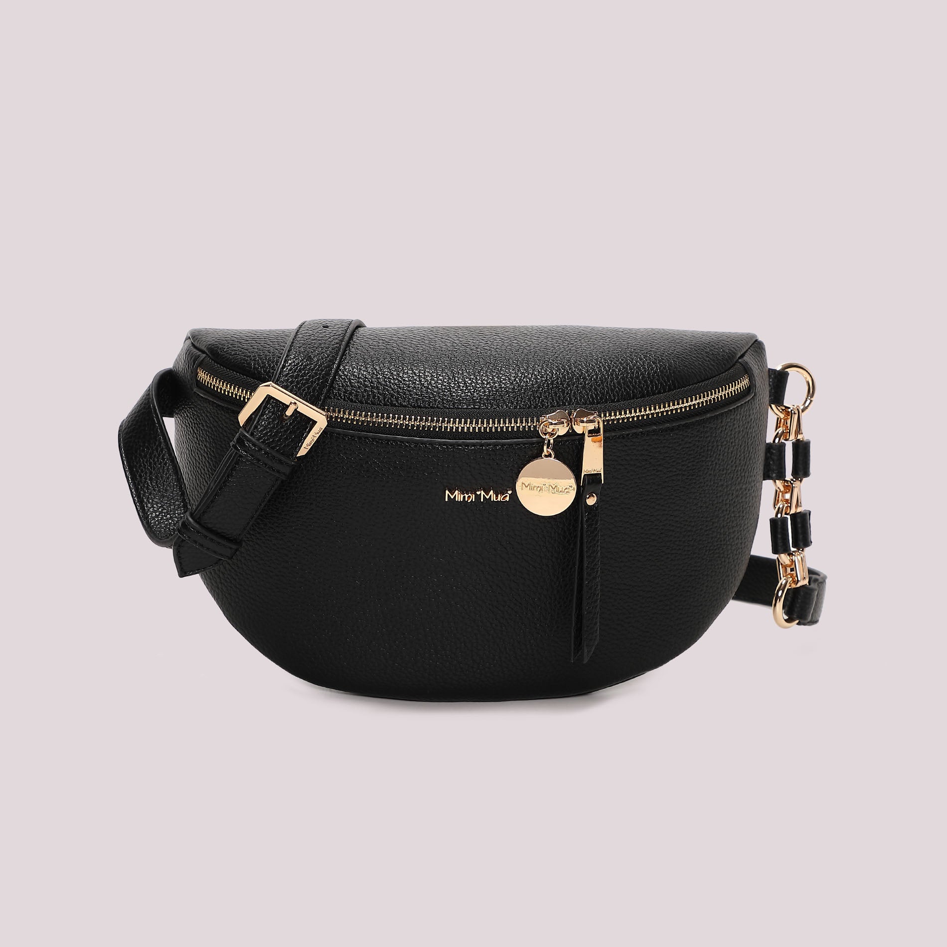 Marsupio donna Mimi Mua effetto pelle con zip e dettagli dorati Nero TU | Giò Fashion