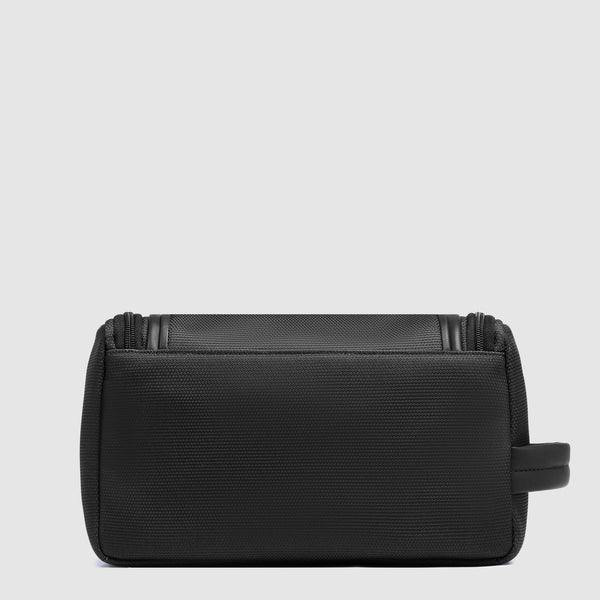 Beauty case Piquadro in pelle e tessuto con manico fisso e gancio appendibile NERO TU | Giò Fashion