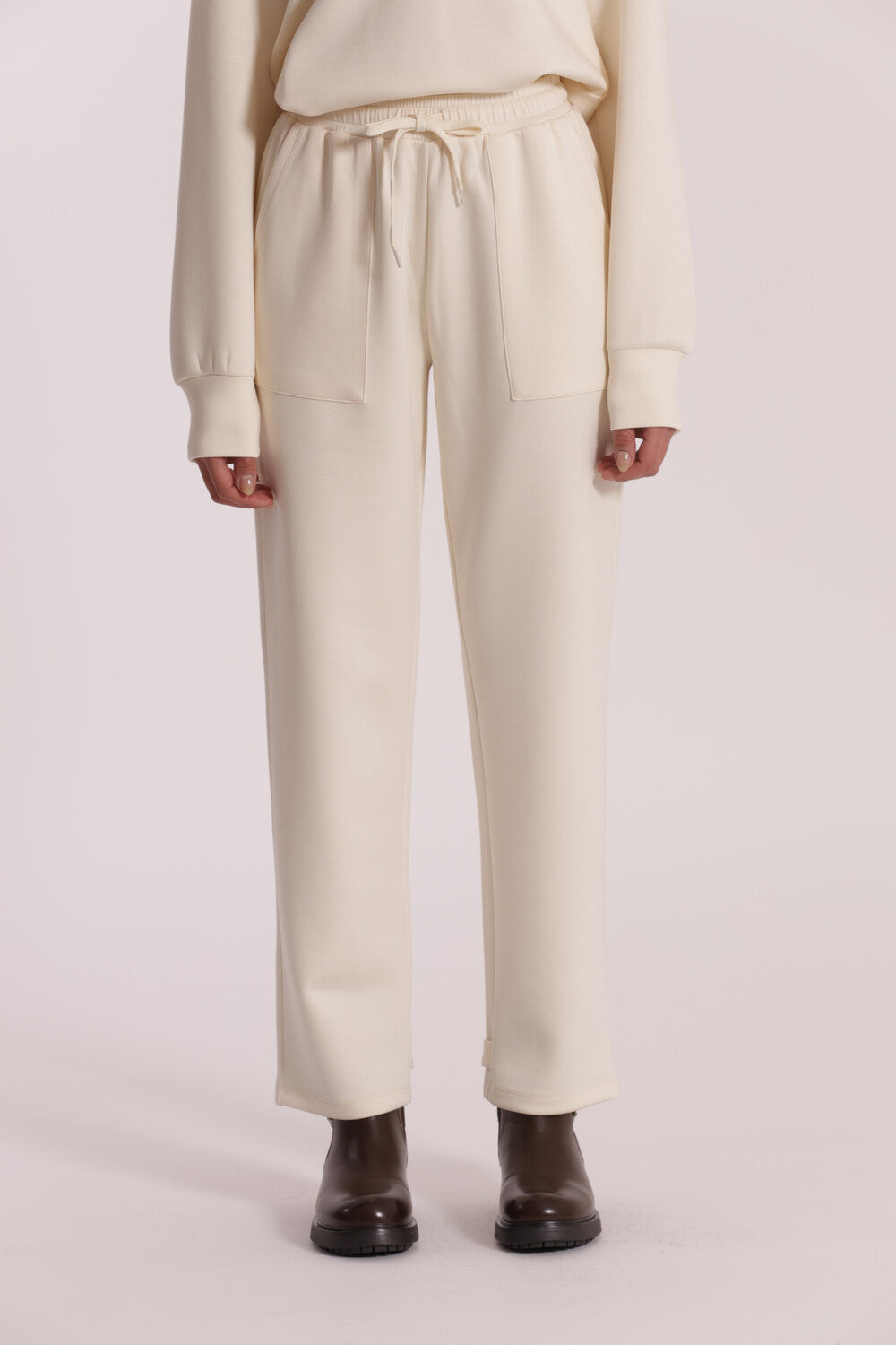 Pantaloni sportivi Mimi Mua in cotone con tasche frontali Beige XL | Giò Fashion