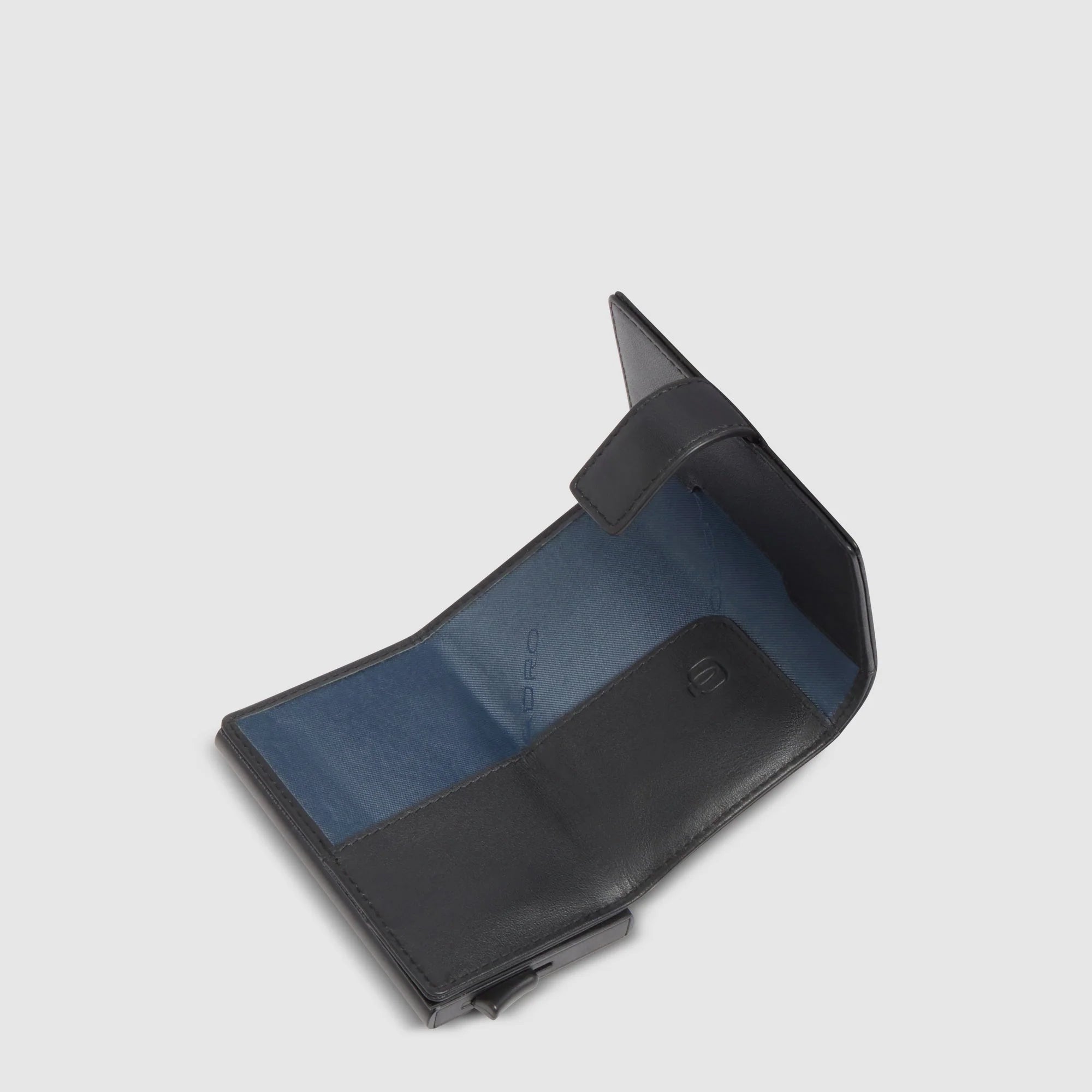 Piquadro Portacarte di Credito Automatico in Pelle e Metallo Sync con Protezione RFID