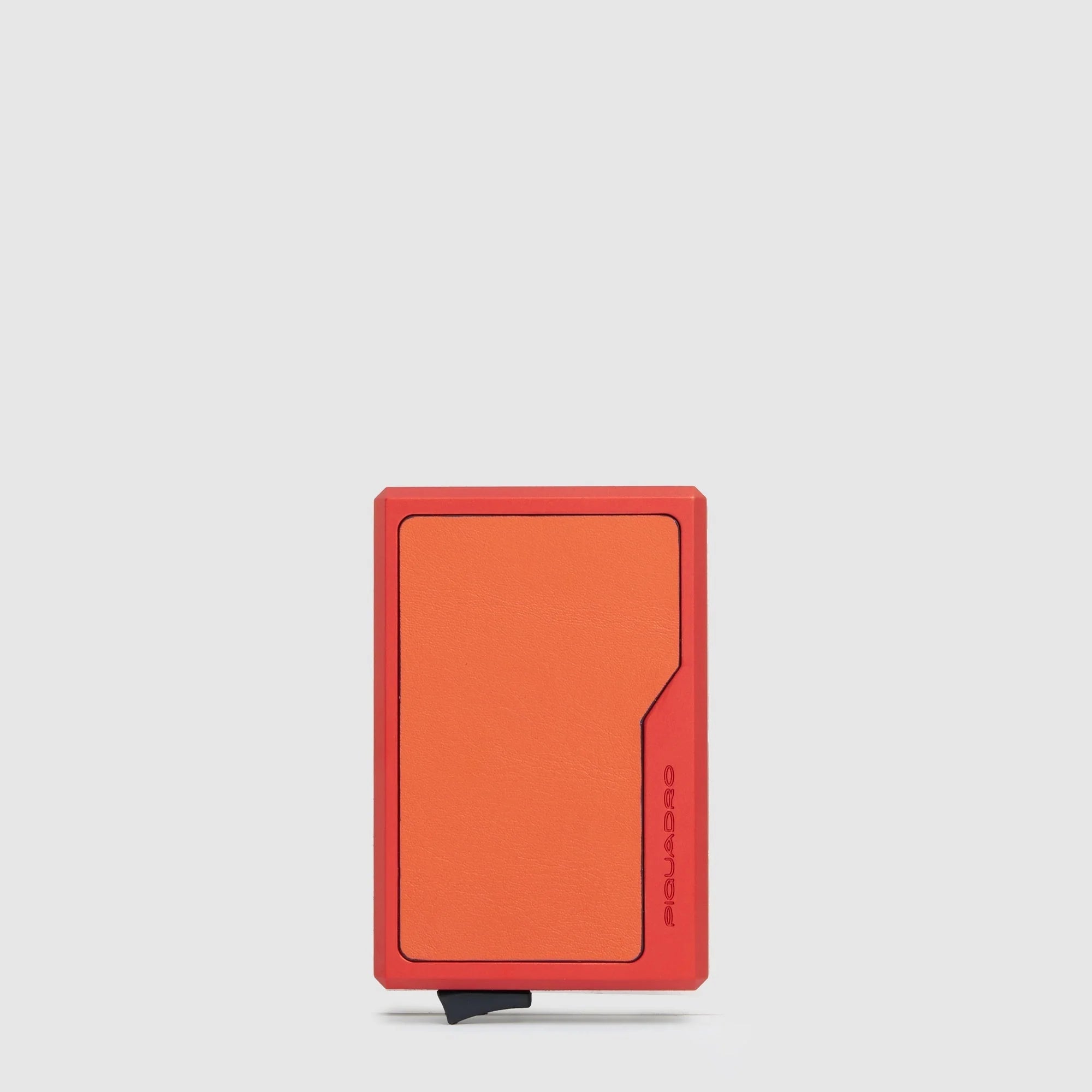 Piquadro Portacarte di Credito MagSafe Pop-Up in Pelle e Alluminio S145 Arancione con Protezione RFID