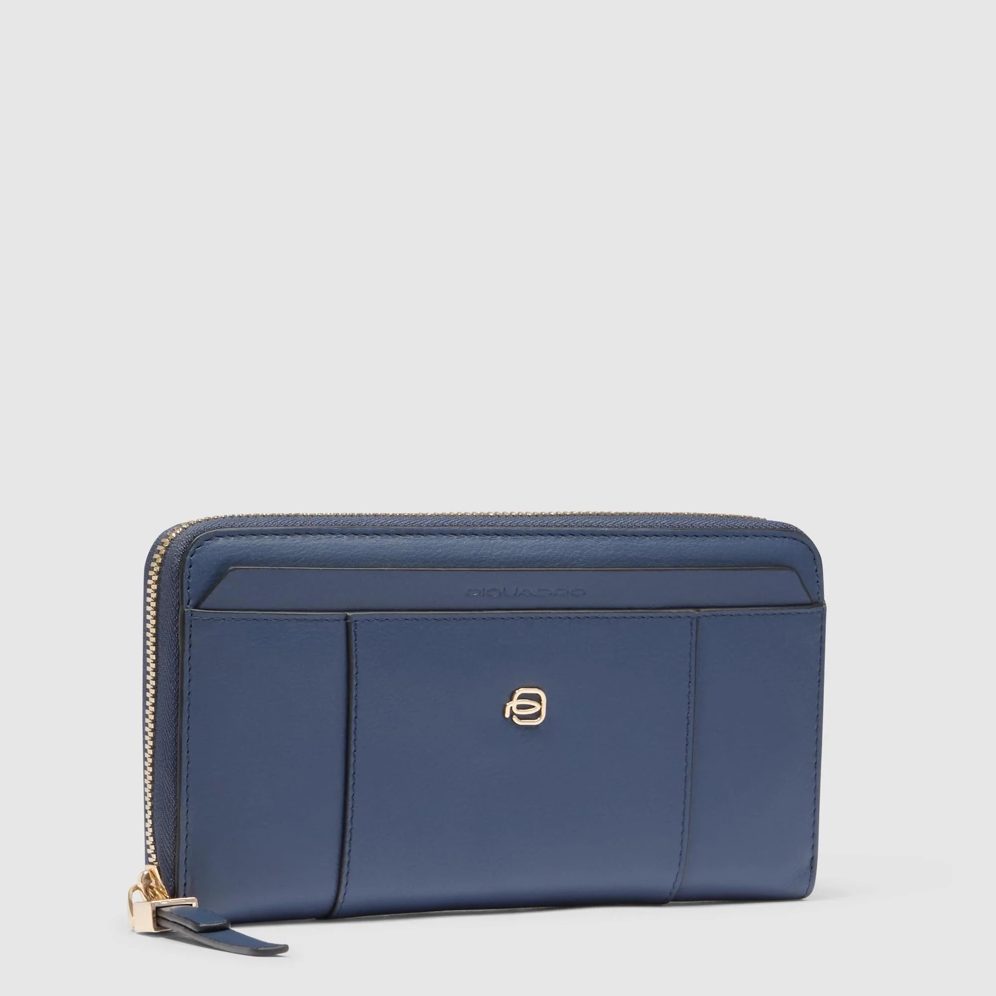 Portafoglio a quattro soffietti con zip Piquadro BLU SCURO TU | Giò Fashion