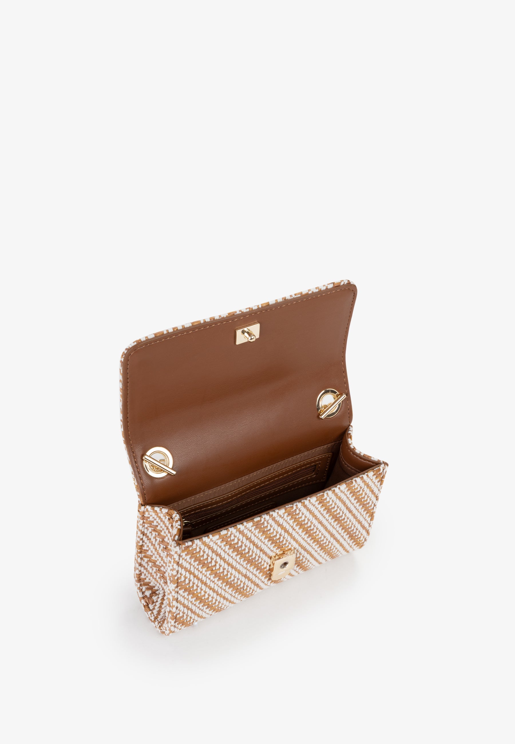 Mini bag donna Mario Valentino in tessuto intrecciato con tracolla a catena CUOIO/MULTICOLOR TU | Giò Fashion