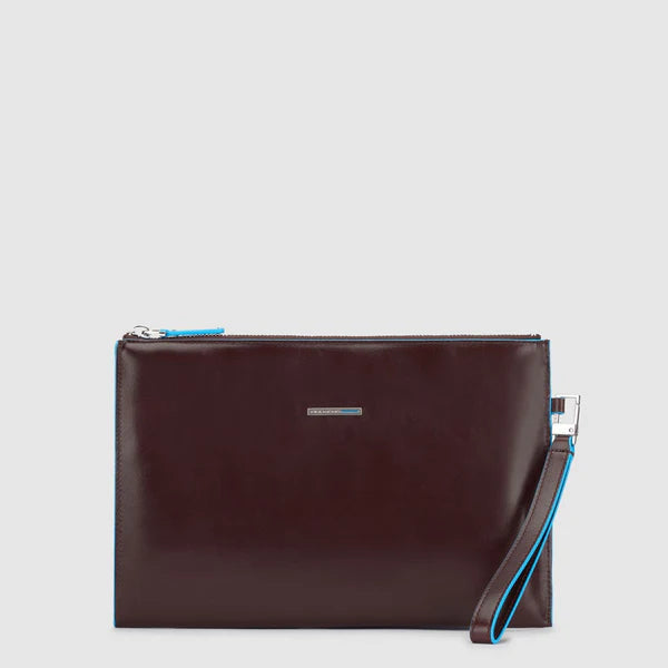 Piquadro pochette da uomo piatta con zip e laccio da polso in pelle MOGANO TU | Giò Fashion