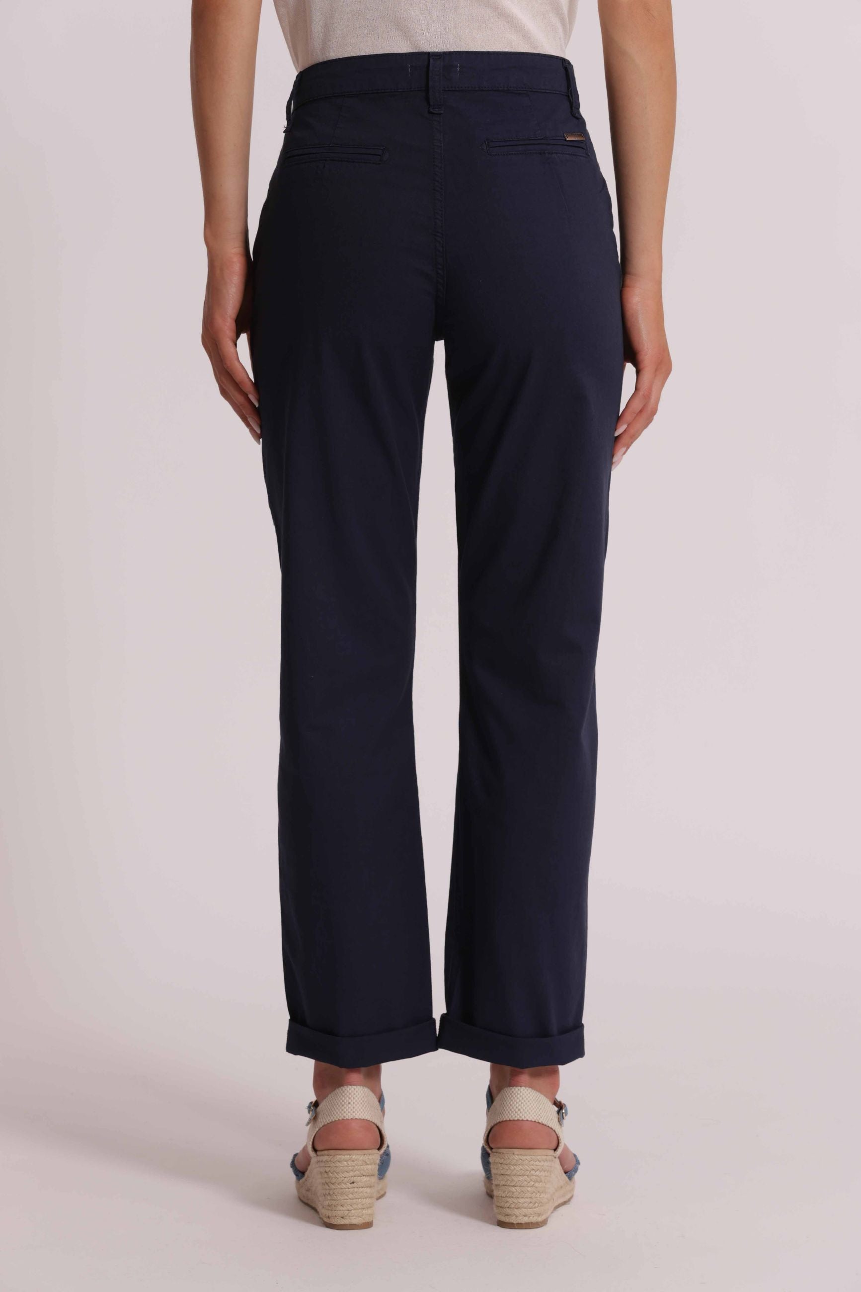 Mimi Mua pantalone donna taglio dritto con risvolto elegante Blu S | Giò Fashion