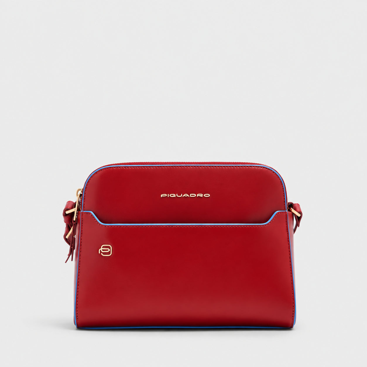 Borsa a Tracolla Donna in Pelle Blue Square a Tre Scomparti