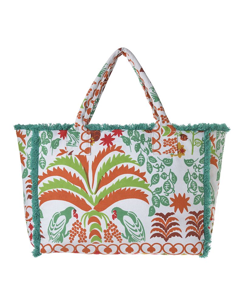 Ble Resort Collection Borsa in Tessuto Multicolore con Pappagalli