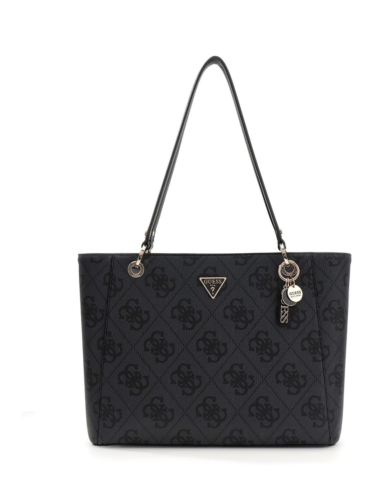 Shopping bag Guess donna logo all over con charm e manici a spalla