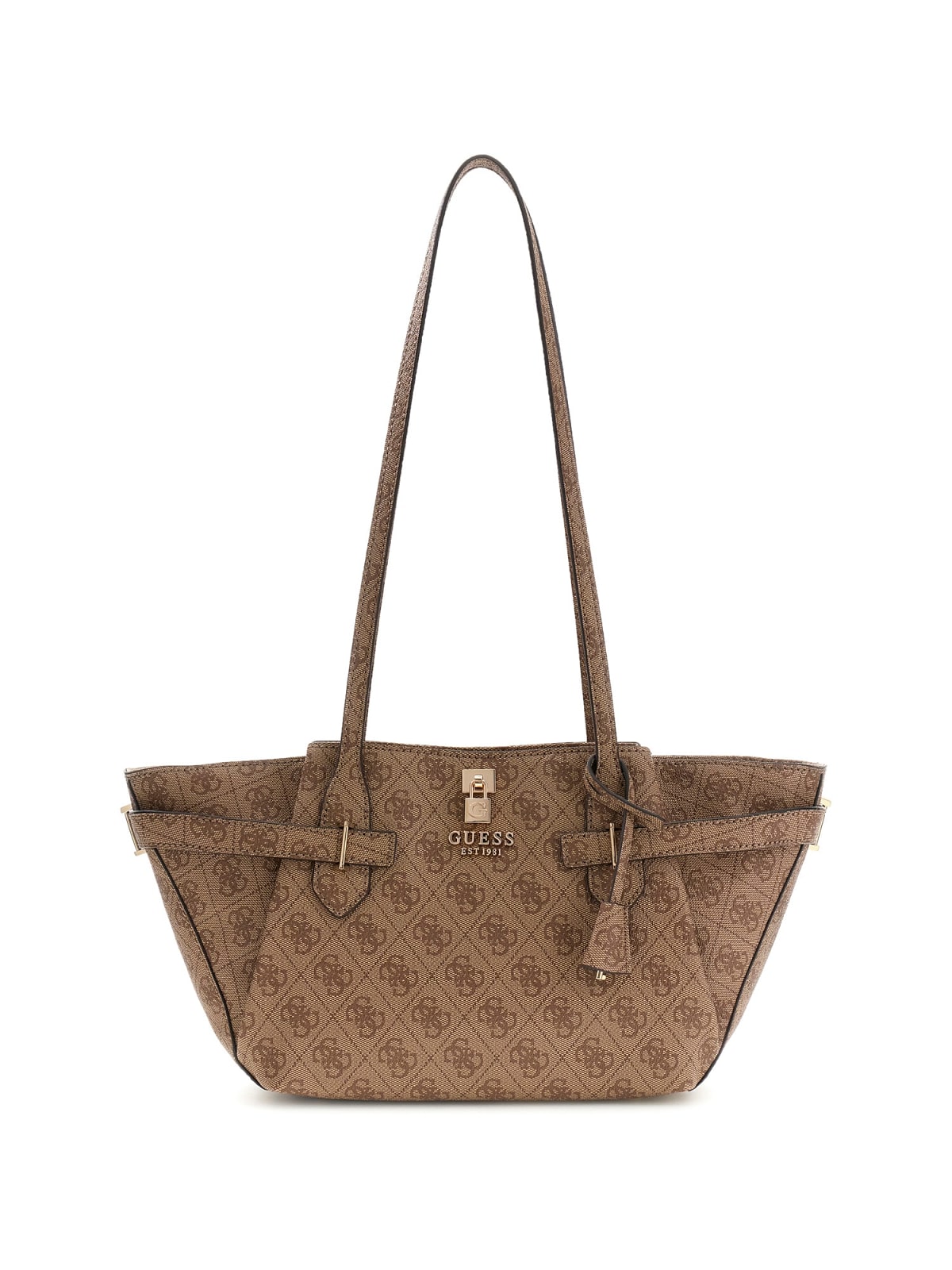 Borsa a spalla Guess donna logo all over con fibbie decorative