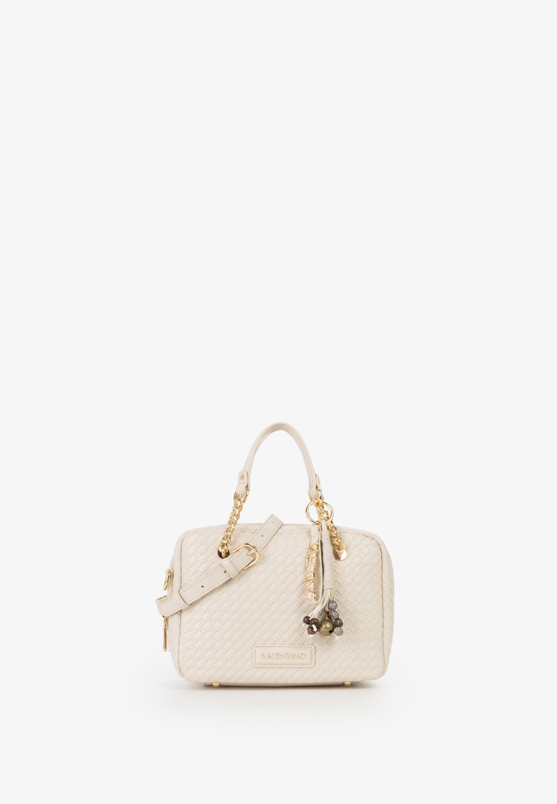 Borsa bauletto donna Mario Valentino intrecciata con tracolla regolabile e dettagli gioiello ECRU TU | Giò Fashion
