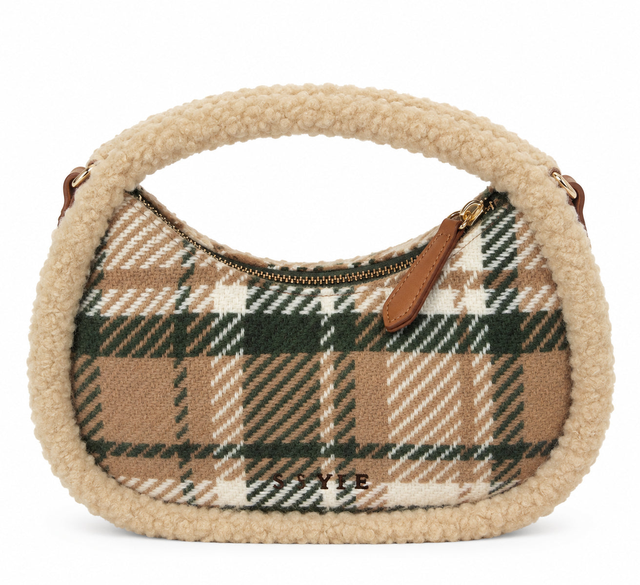 Borsa a Mano Kuvé in Tessuto Check con Dettagli Teddy
