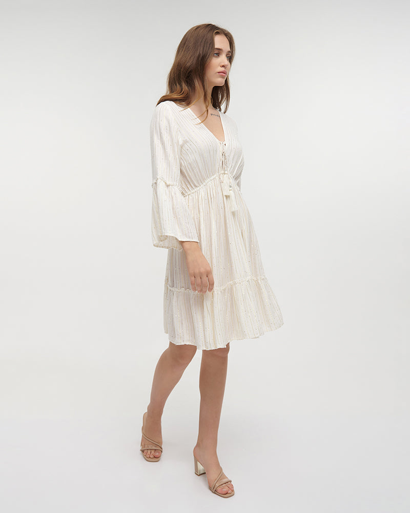 Ble Resort Collection Abito Corto a Maniche Lunghe con Lurex