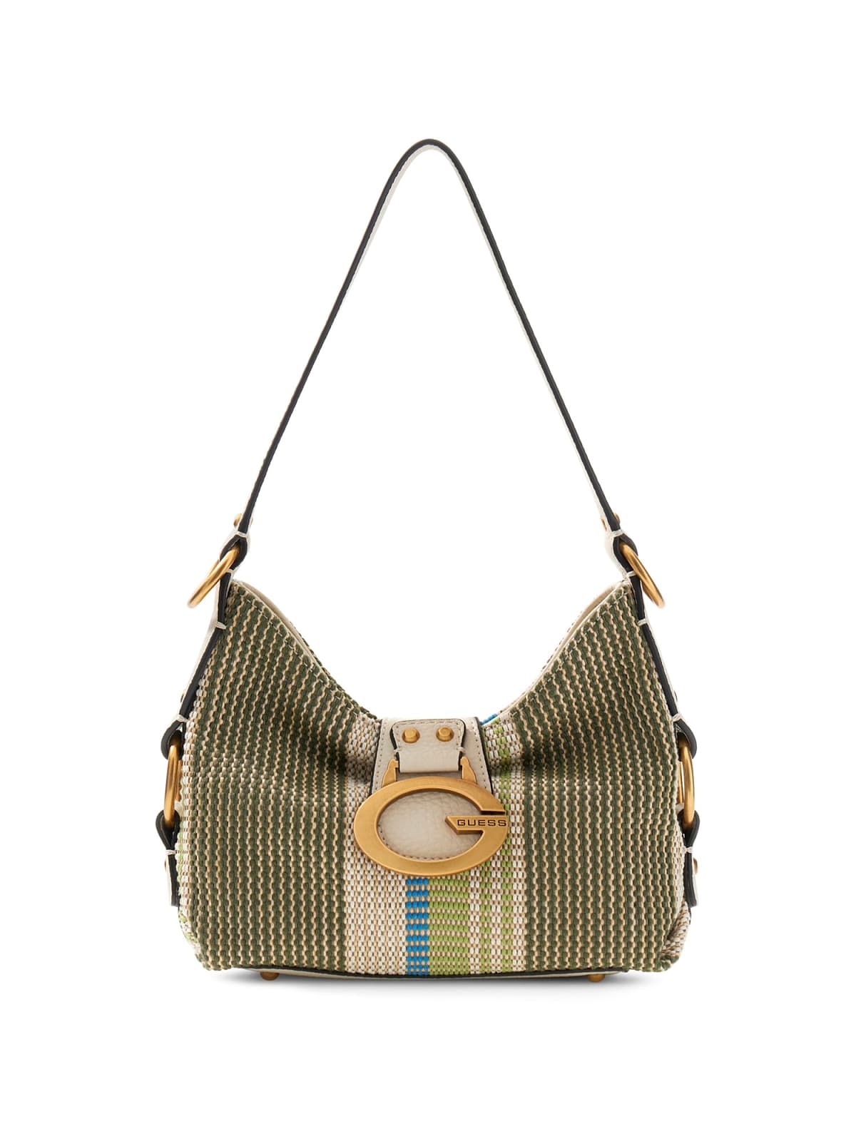 Borsa a spalla Guess donna in tessuto intrecciato con logo frontale OLIVA MULTI TU | Giò Fashion