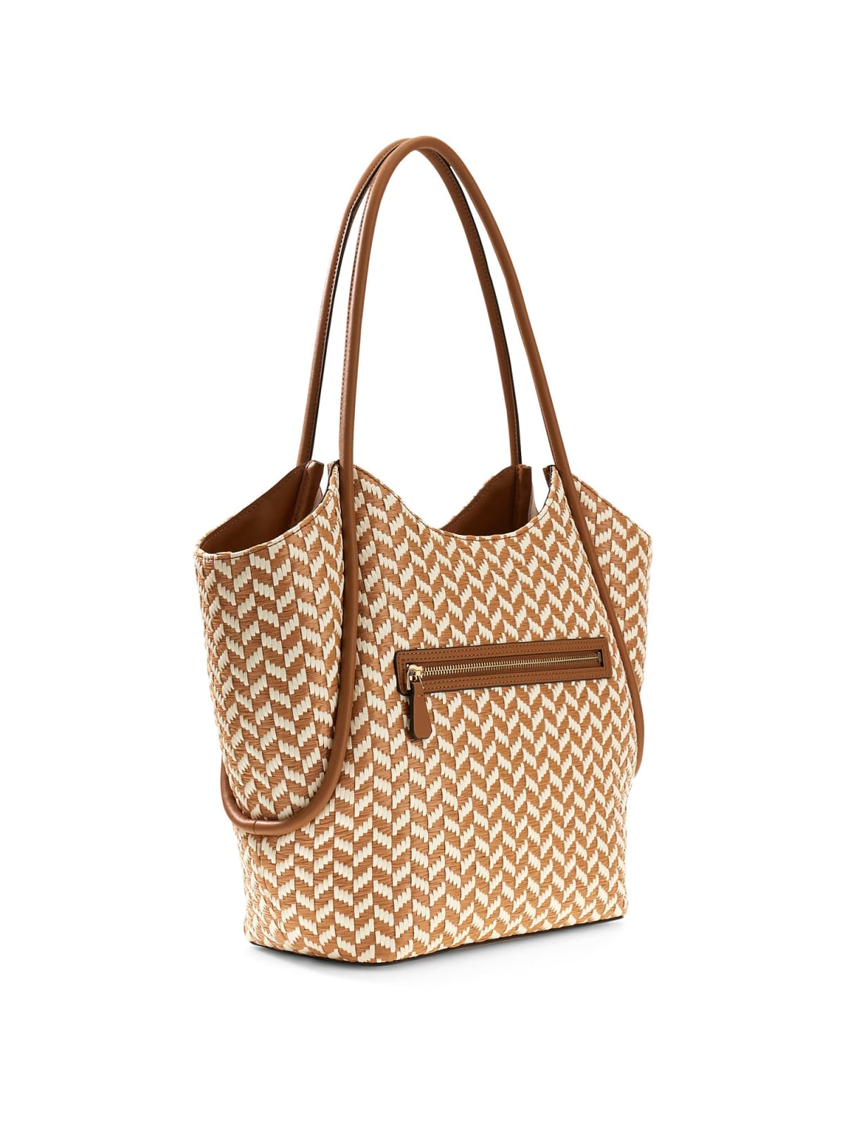 Borsa a spalla Guess donna intreccio motivo geometrico con logo COGNAC MULTI TU | Giò Fashion