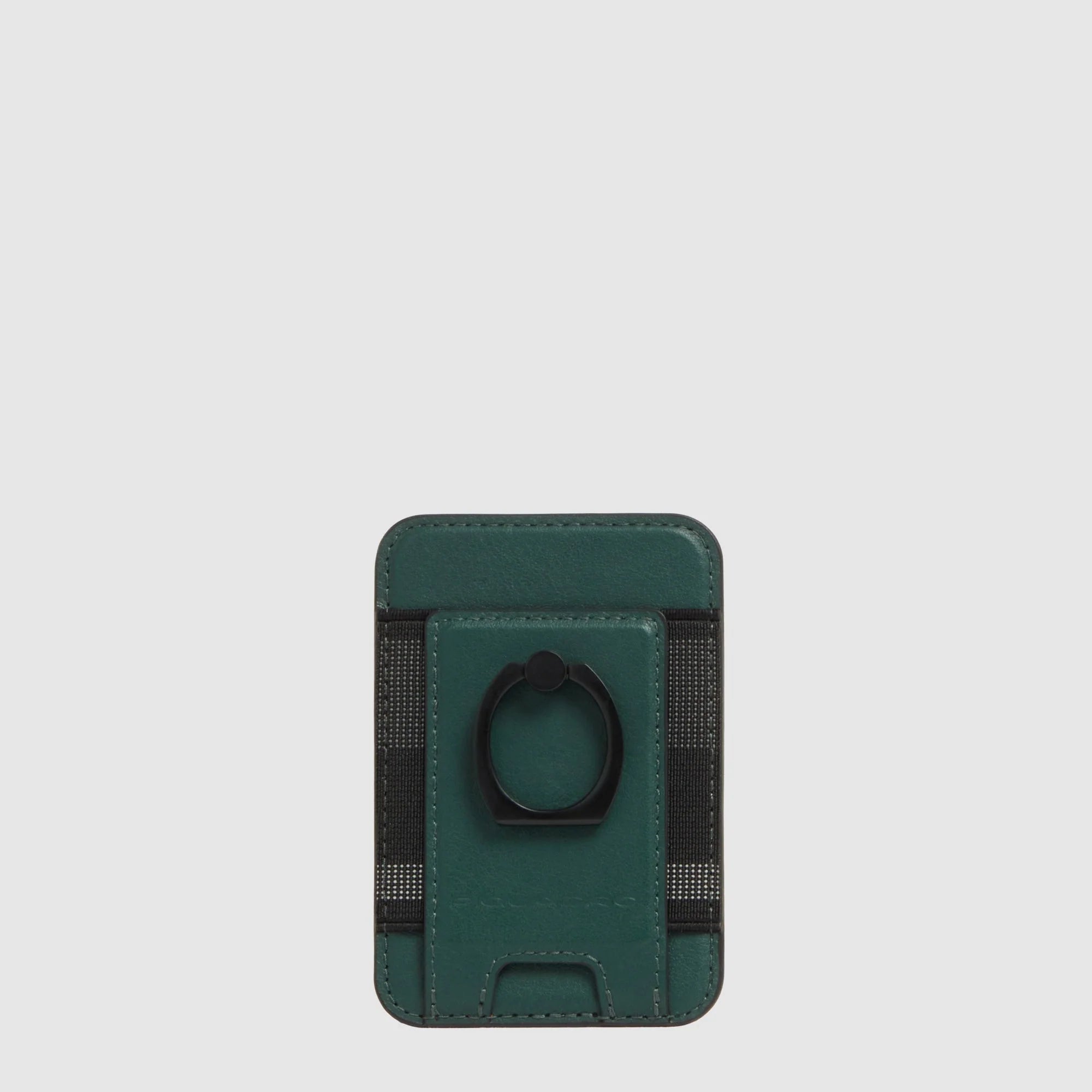Piquadro Portacarte di Credito MagSafe in Pelle S145 Verde con Supporto ad Anello e Protezione RFID