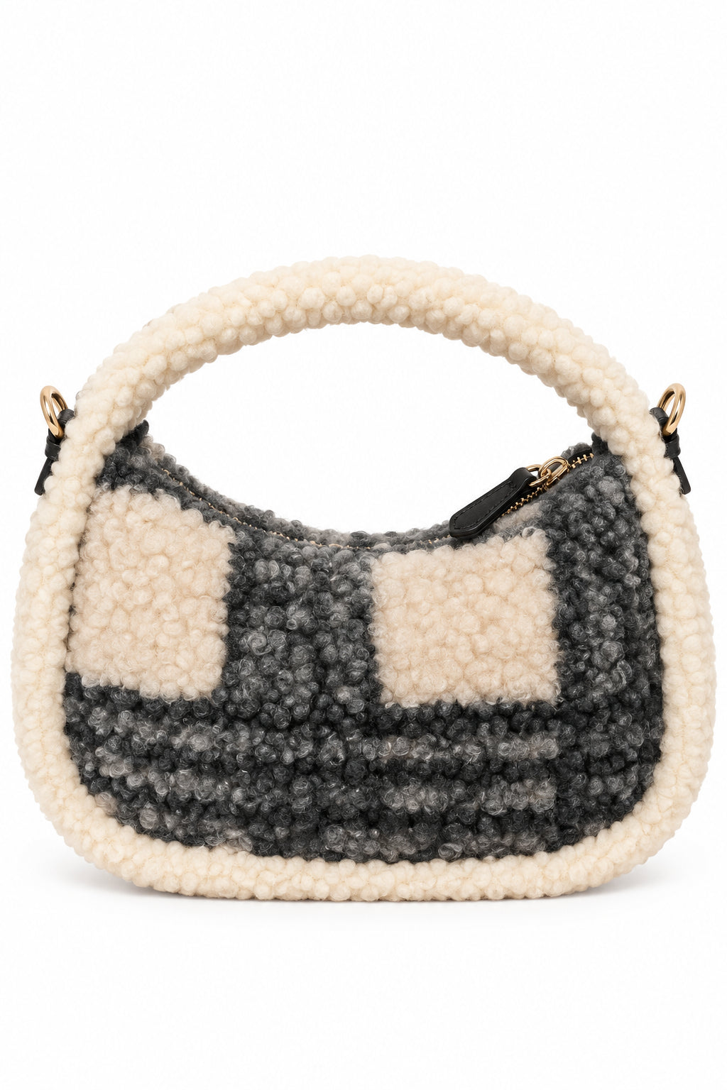 Borsa a Mano Kuvé in Teddy con Logo Ricamato