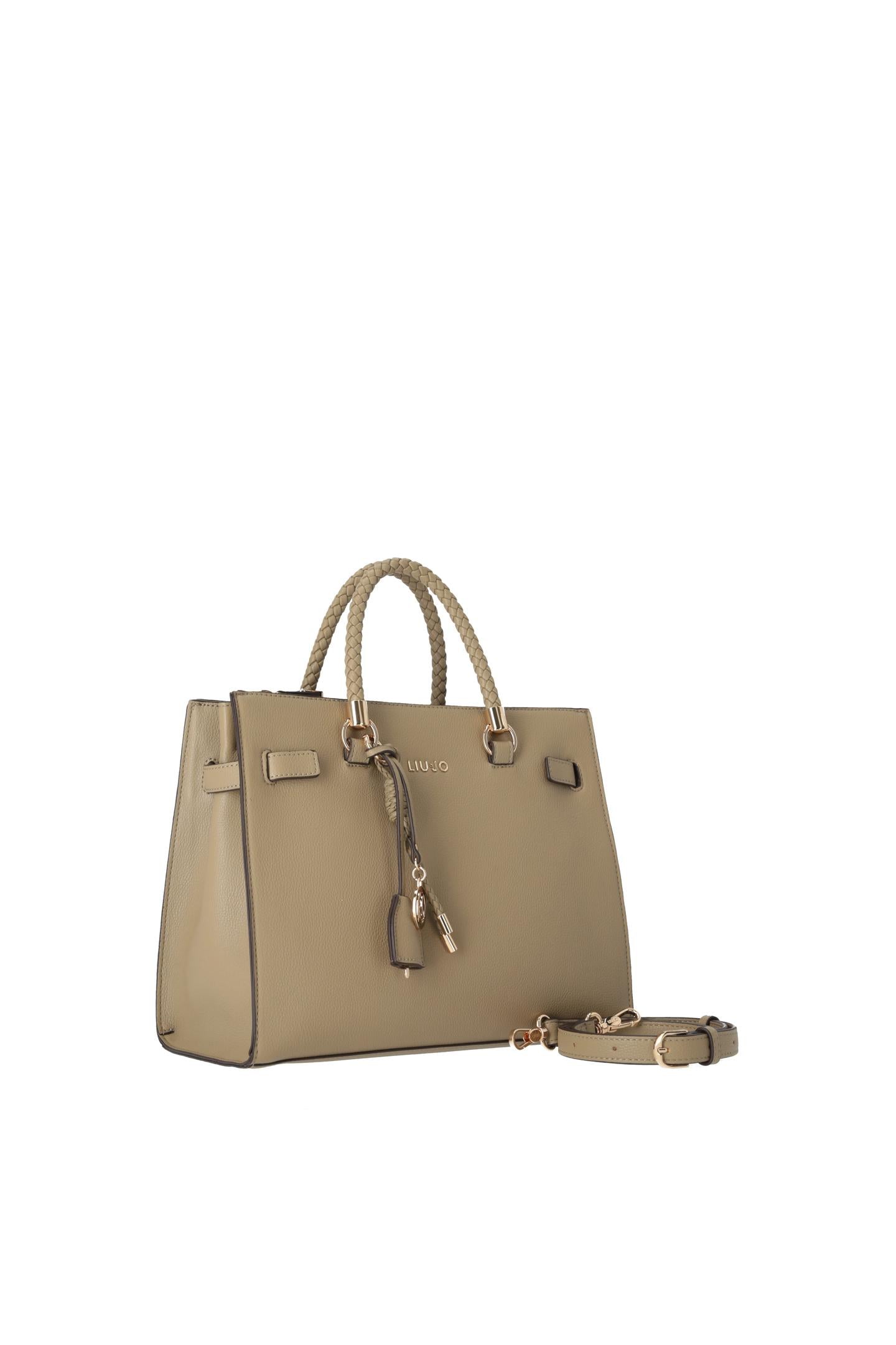 Borsa a mano Liu Jo con manici intrecciati e tracolla removibile Mud TU | Giò Fashion