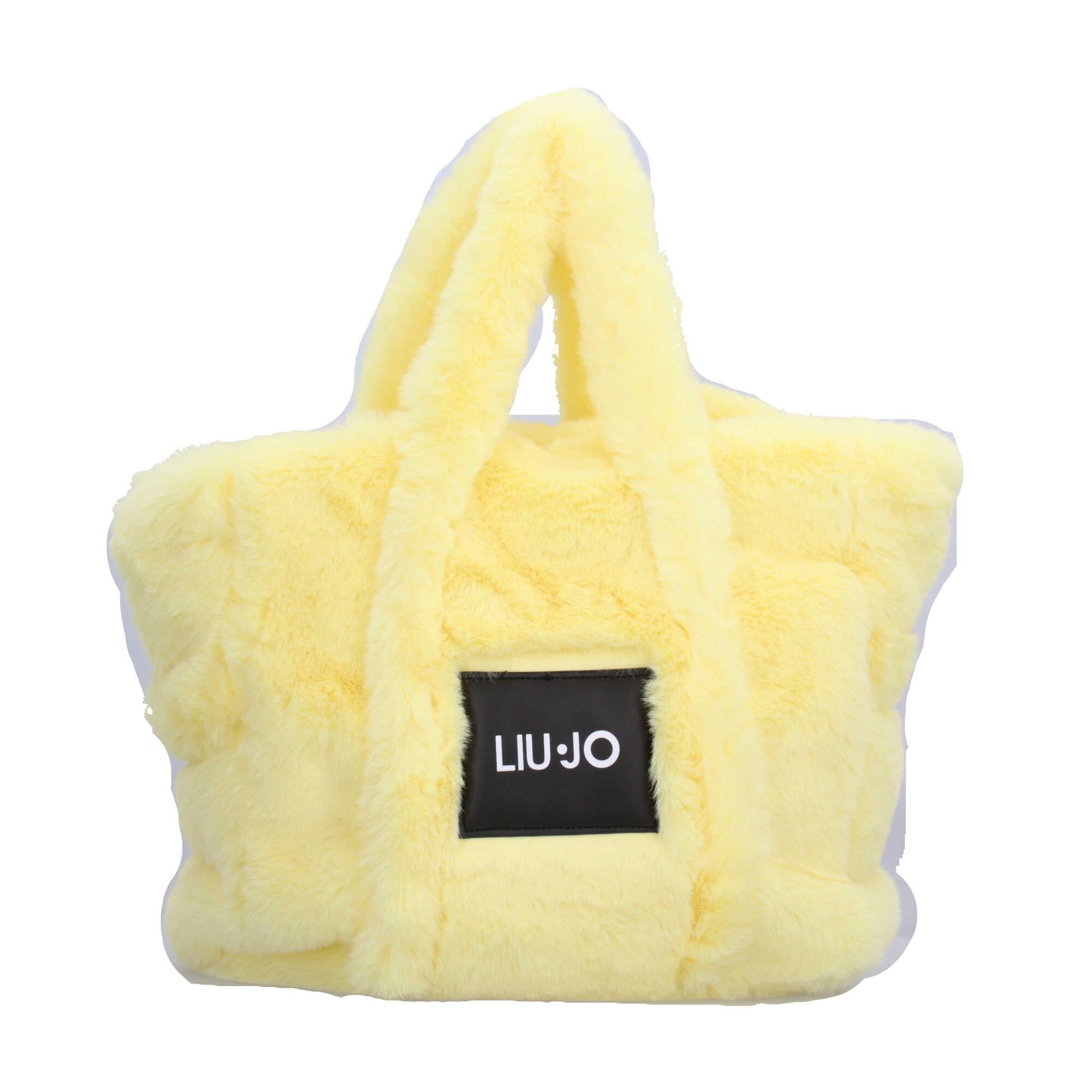 Borsa in eco-pelliccia con logo applicato di Liu Jo GIALLO TU | Giò Fashion