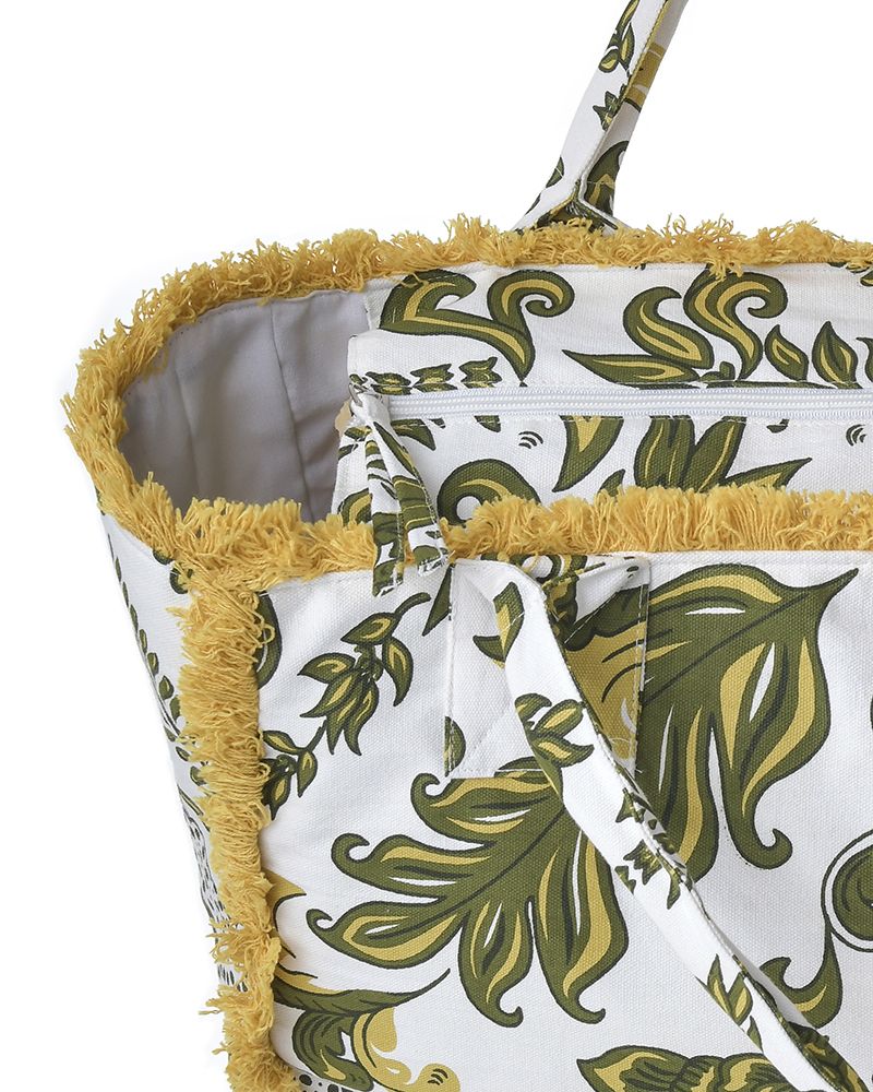 Ble Resort Collection Borsa in Tessuto Verde e Bianco