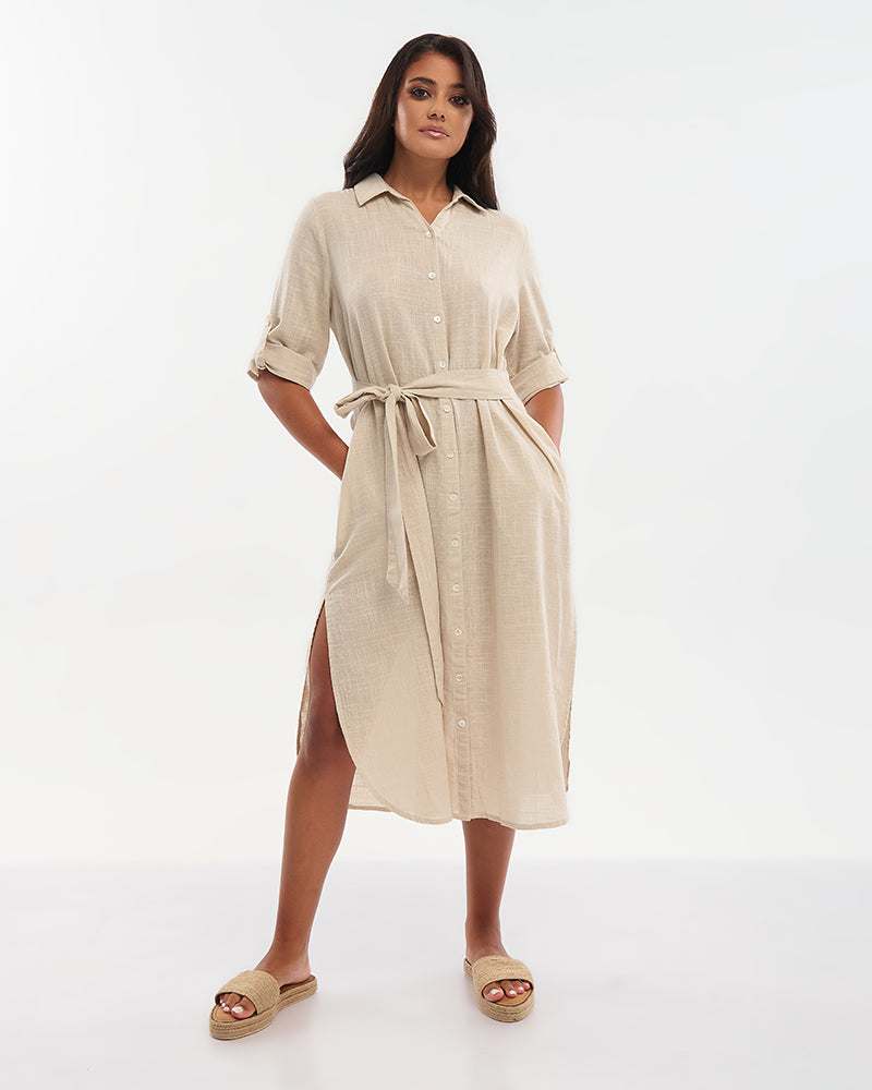 Ble Resort Collection Camicia Lunga a Maniche 3/4 con Cintura