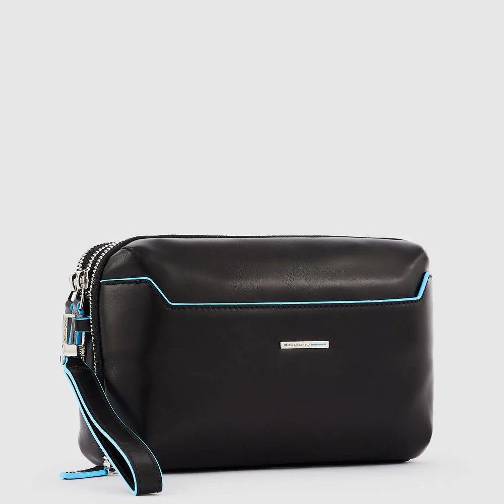 Piquadro pochette da uomo con zip e laccio da polso in pelle Nero Taglia Unica | Giò Fashion