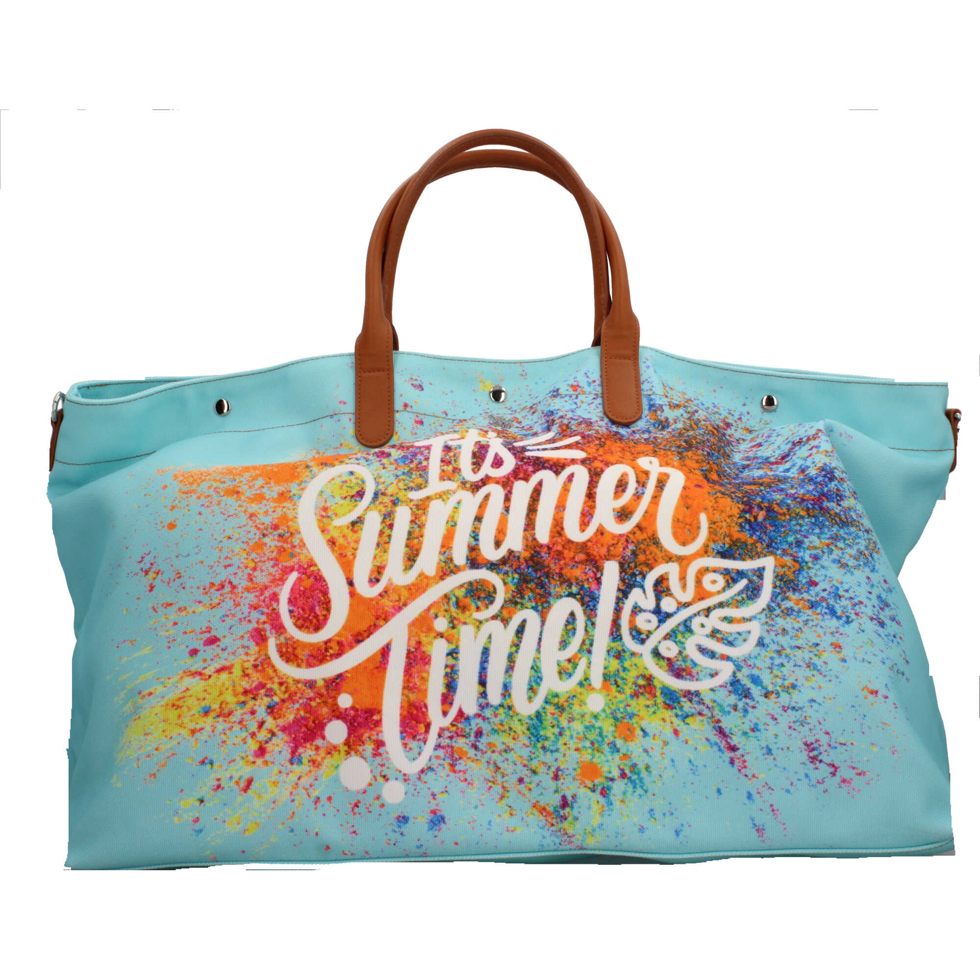 Borsa mare Ynot con stampa spray e manici in ecopelle