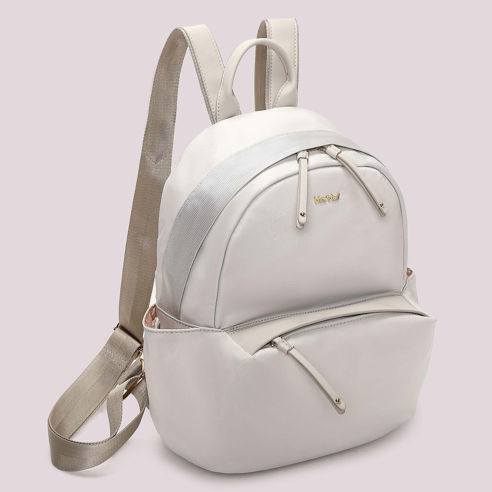 Zaino donna Mimi Mua elegante con tasca frontale e chiusura zip GRIGIO CHIARO TU | Giò Fashion