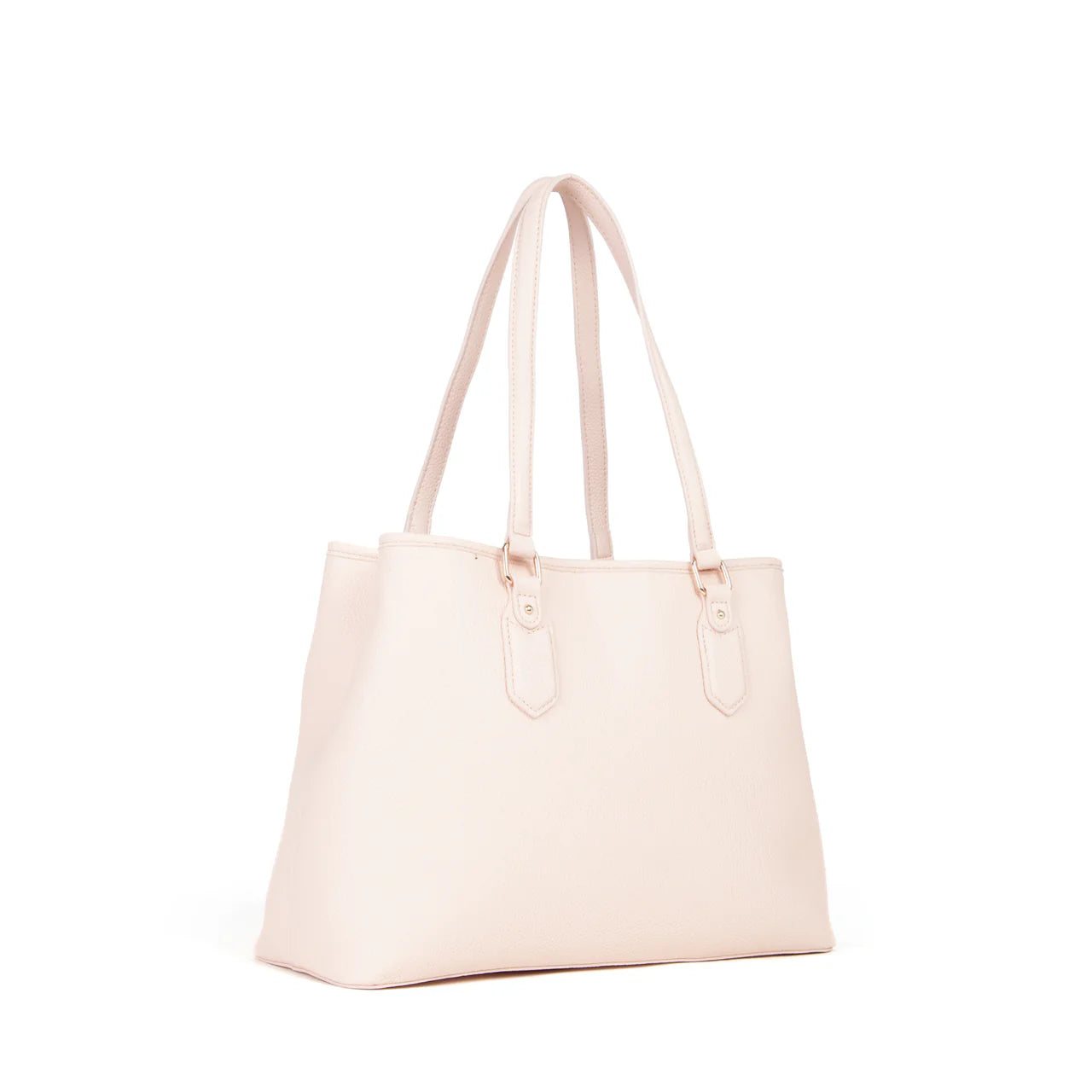 Shopping bag Valentino Brixton in nappa con doppio manico e finitura effetto grana Beige TU | Giò Fashion