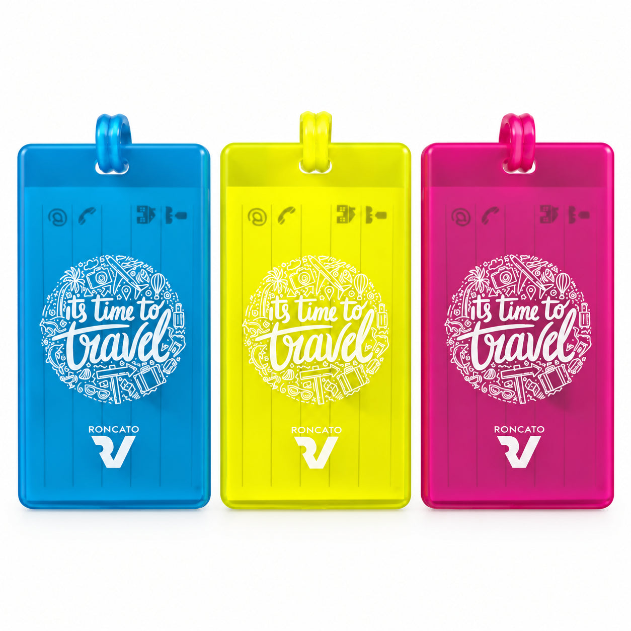 Set 3 portanome per valigia colorati con laccetti – Family Pack