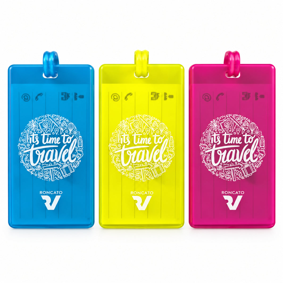 Set 3 portanome per valigia colorati con laccetti – Family Pack