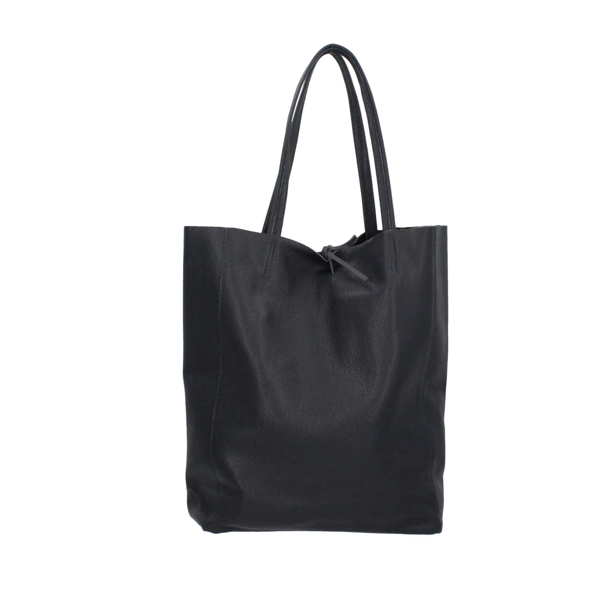 Borsa shopper Made in Italy in pelle con chiusura a laccio NERO TU | Giò Fashion