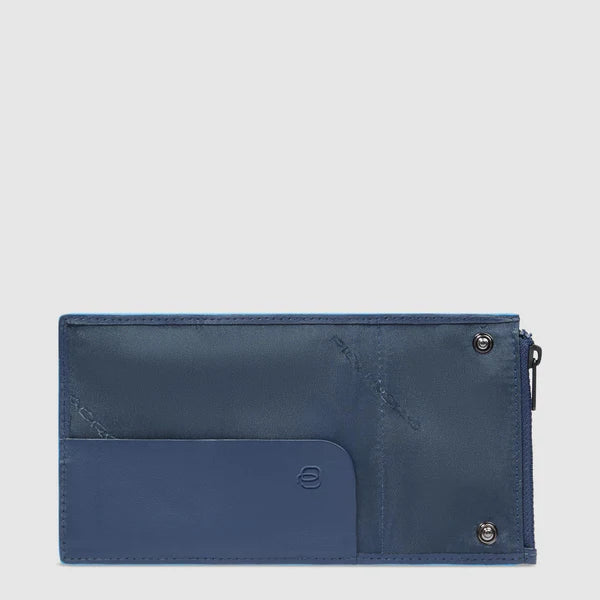 Portafoglio uomo Piquadro in pelle e metallo con porta carte rigido e porta monete BLU TU | Giò Fashion
