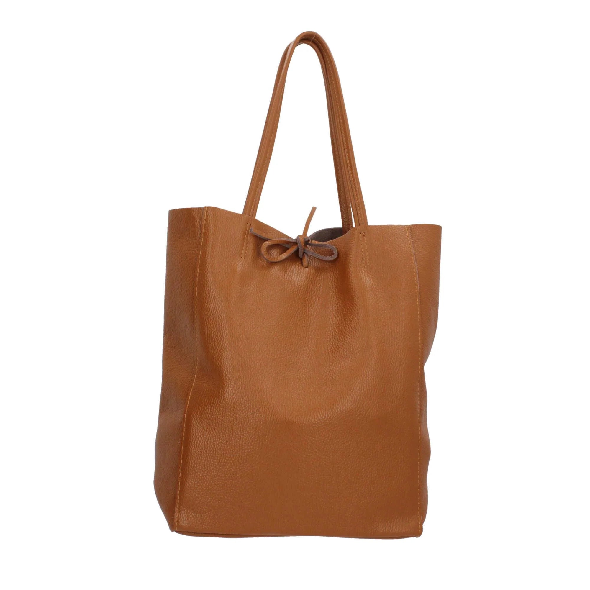 Borsa shopper Made in Italy in pelle con chiusura a laccio