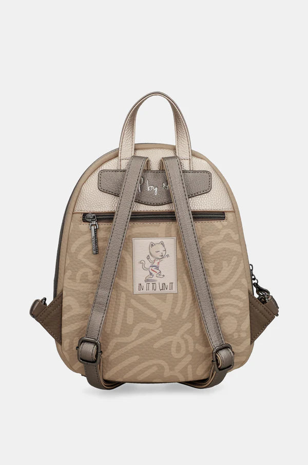 Zaino donna Anekke con zip e spallacci regolabili compatto Beige TU | Giò Fashion
