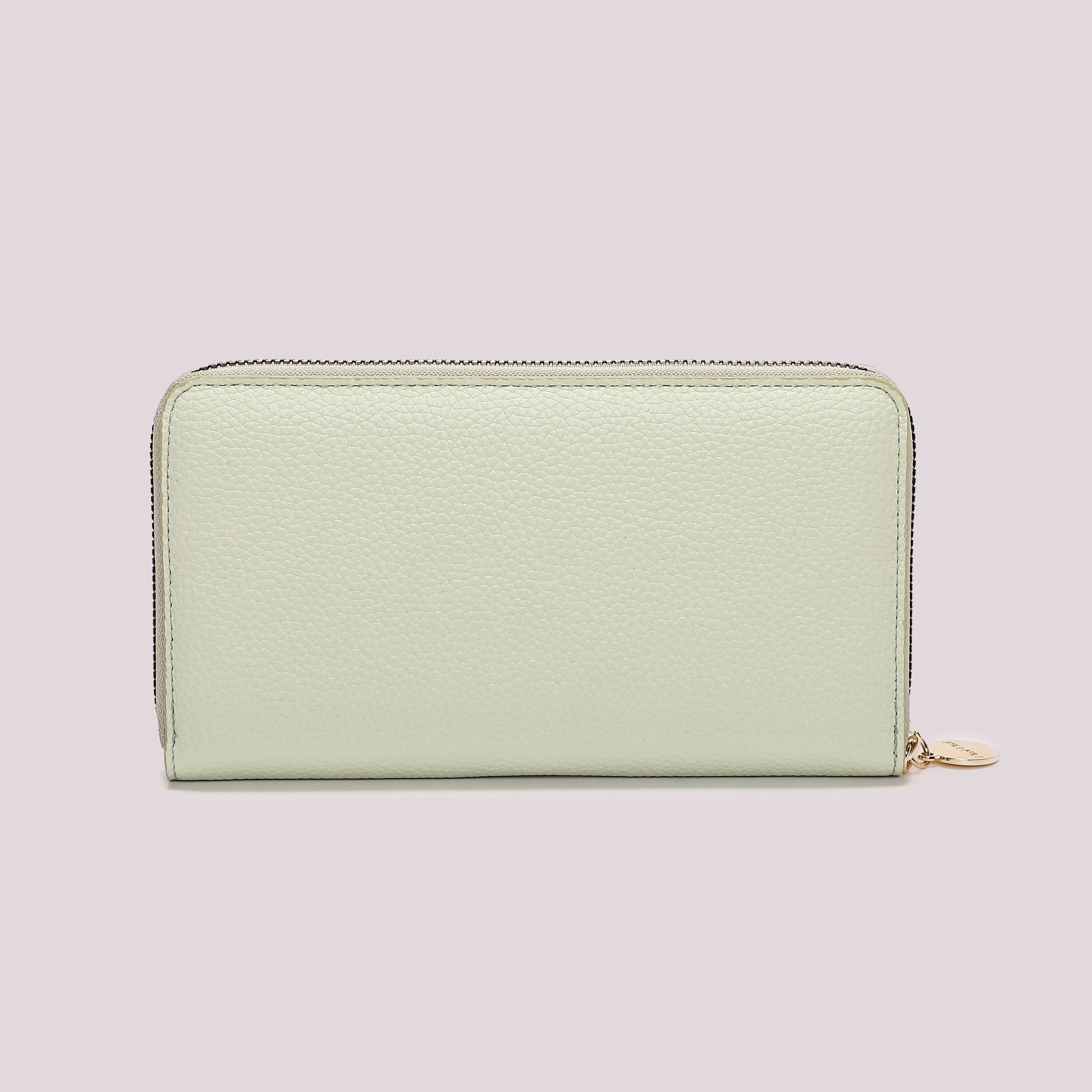 Portafoglio donna Mimi Mua zip around con borchie sottili stile elegante minimal VERDE ACQUA TU | Giò Fashion