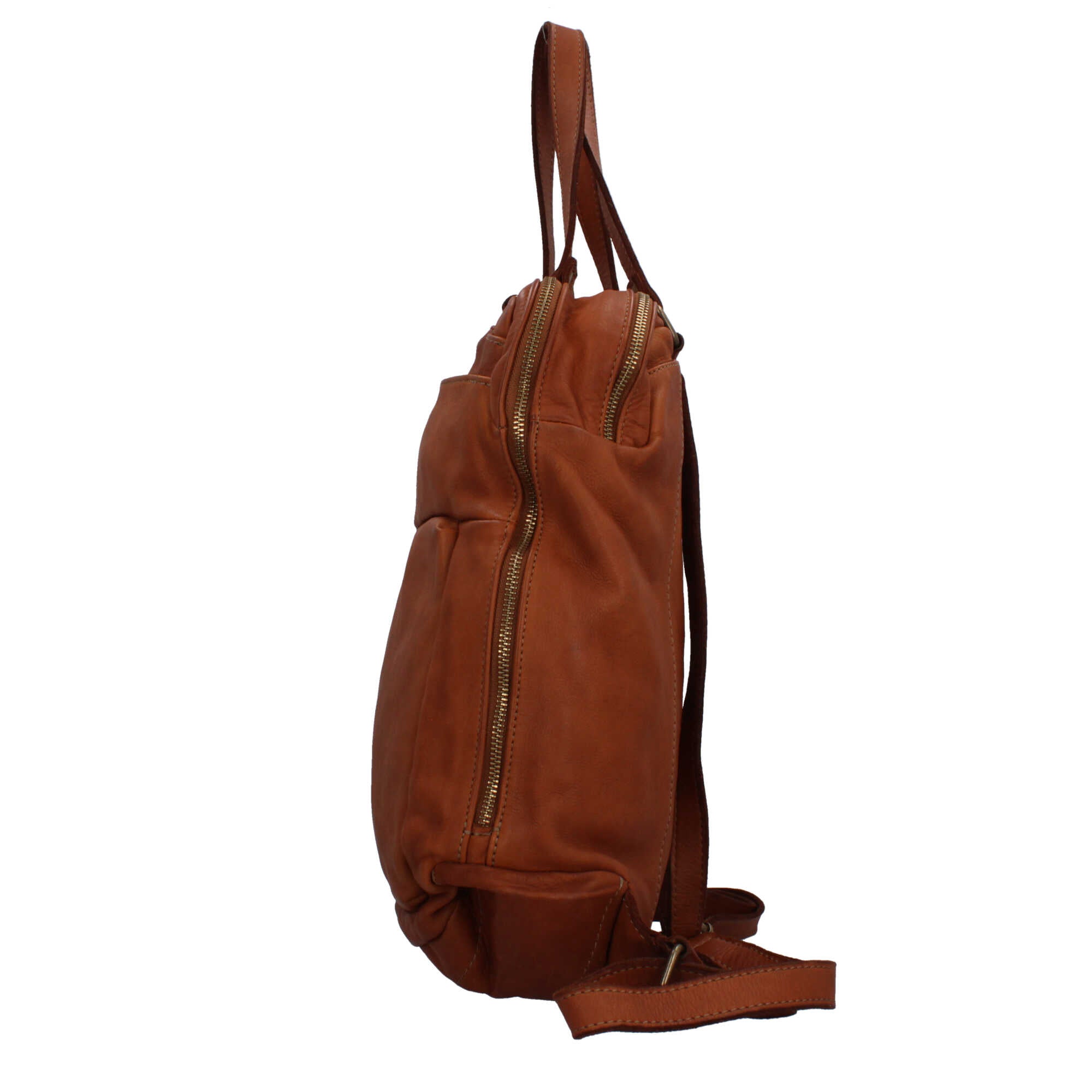 Zaino borsa Made in Italy in pelle morbida con tracolla CUOIO TU | Giò Fashion