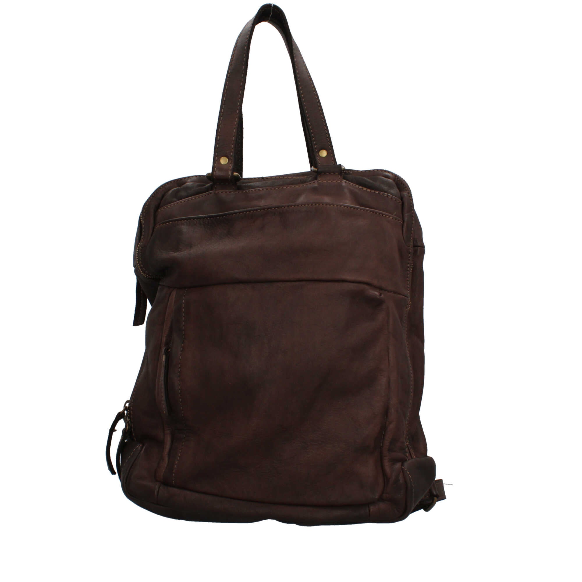 Zaino borsa Made in Italy in pelle morbida con tracolla Marrone TU | Giò Fashion