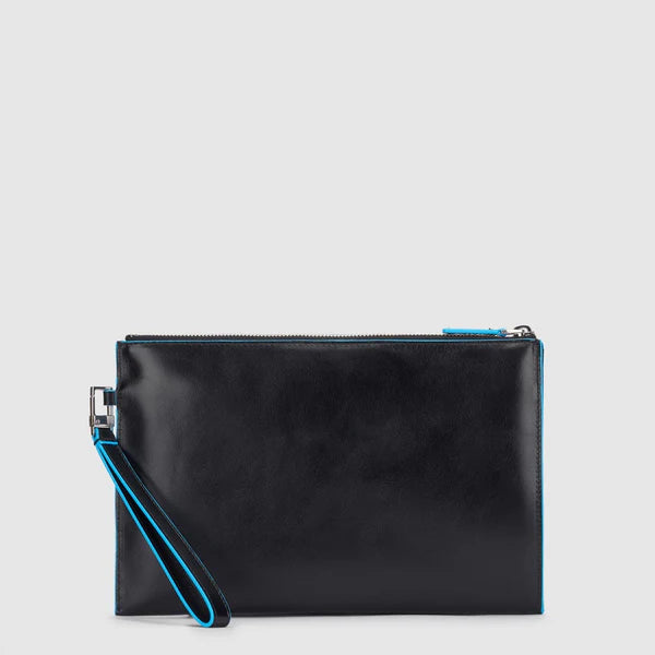 Piquadro pochette da uomo piatta con zip e laccio da polso in pelle NERO TU | Giò Fashion