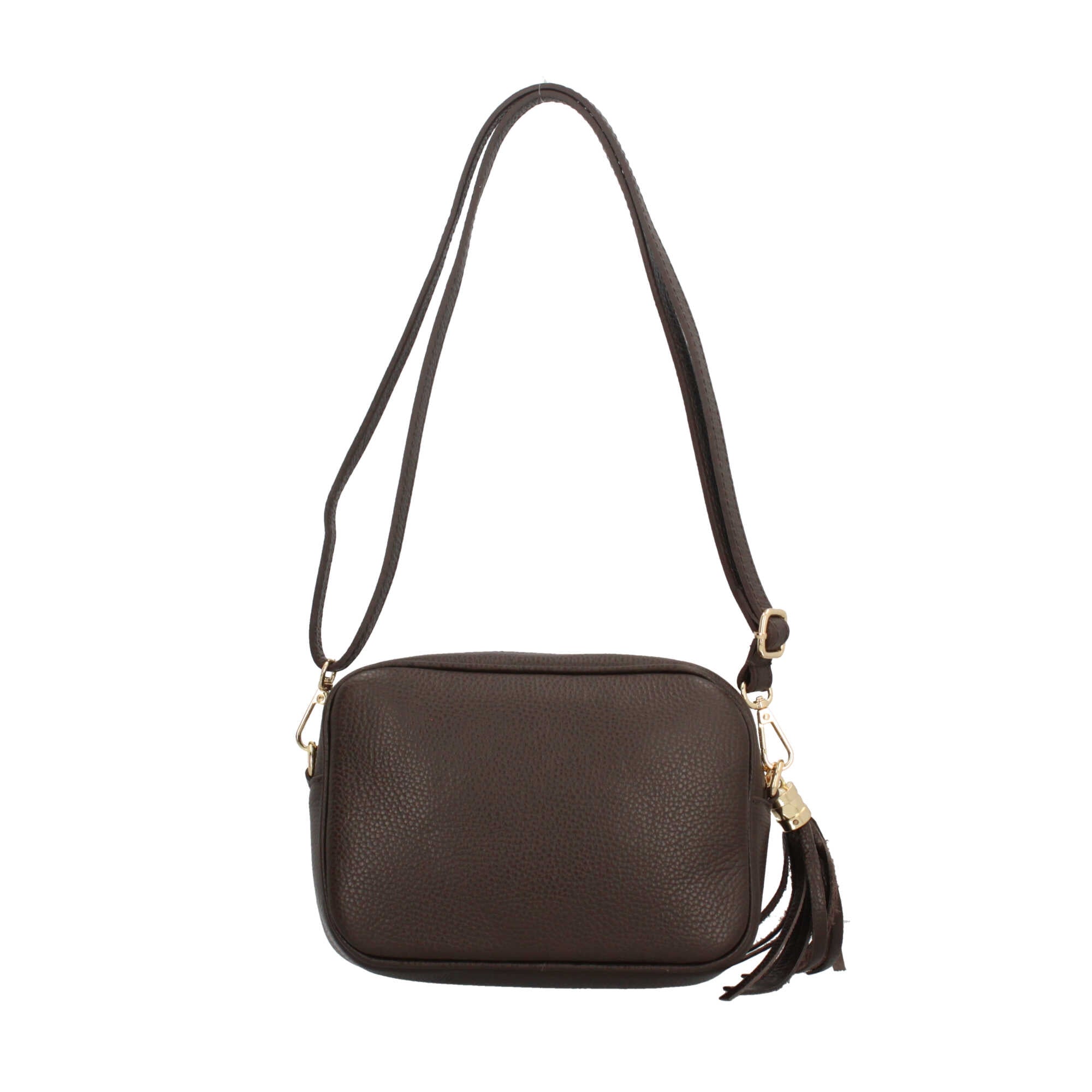 BORSA A TRACOLLA IN VERA PELLE MARRONE TU | Giò Fashion