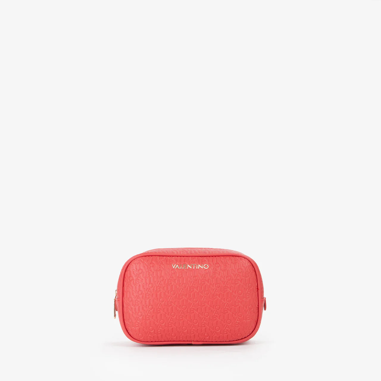 Valentino beauty case donna compatto con logo in rilievo Rosso TU | Giò Fashion