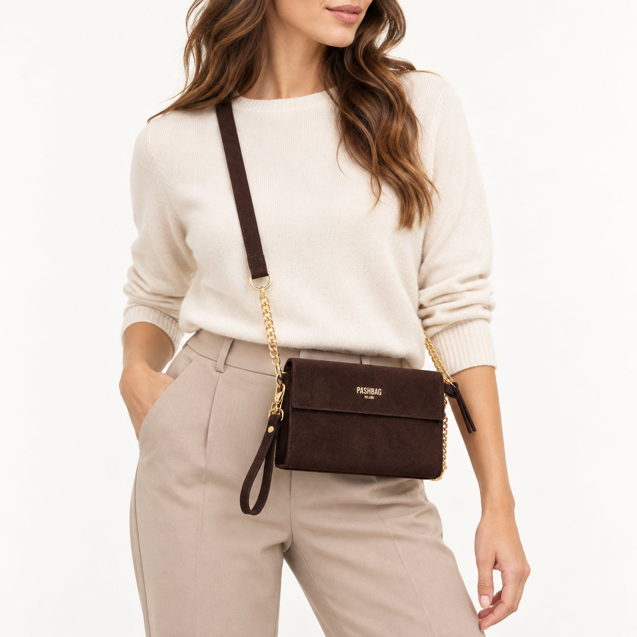 PashBag Mini Borsa a Tracolla Effetto Suede