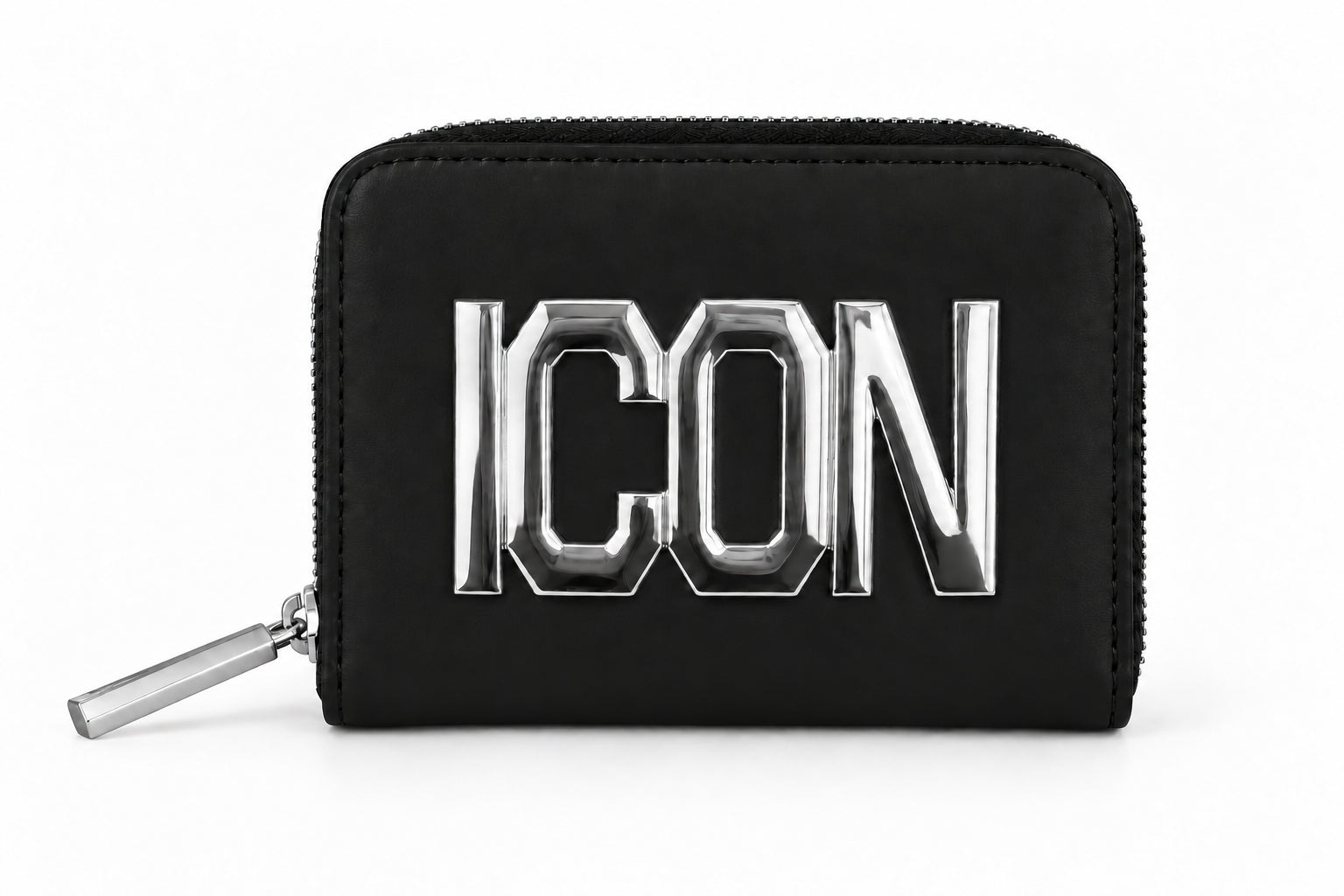 Portafoglio piccolo con maxi logo dorato e scomparto con zip