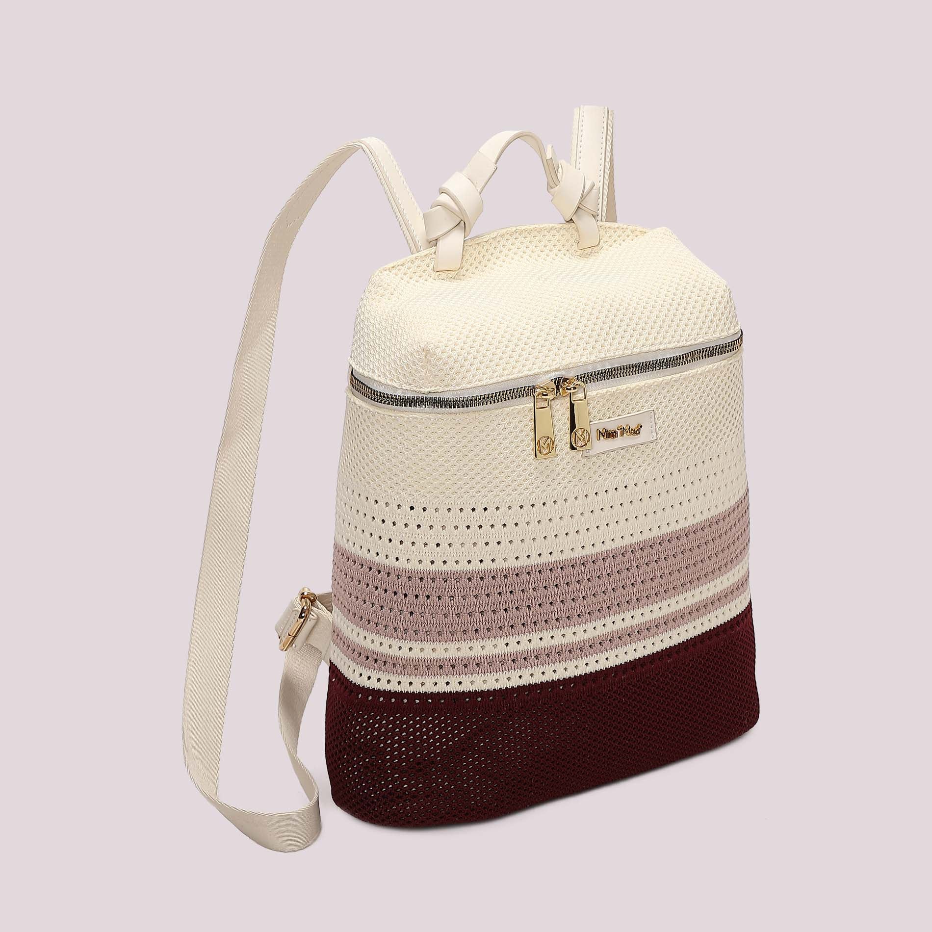 Zaino donna Mimi Mua in tessuto lavorato con design estivo e chiusura zip