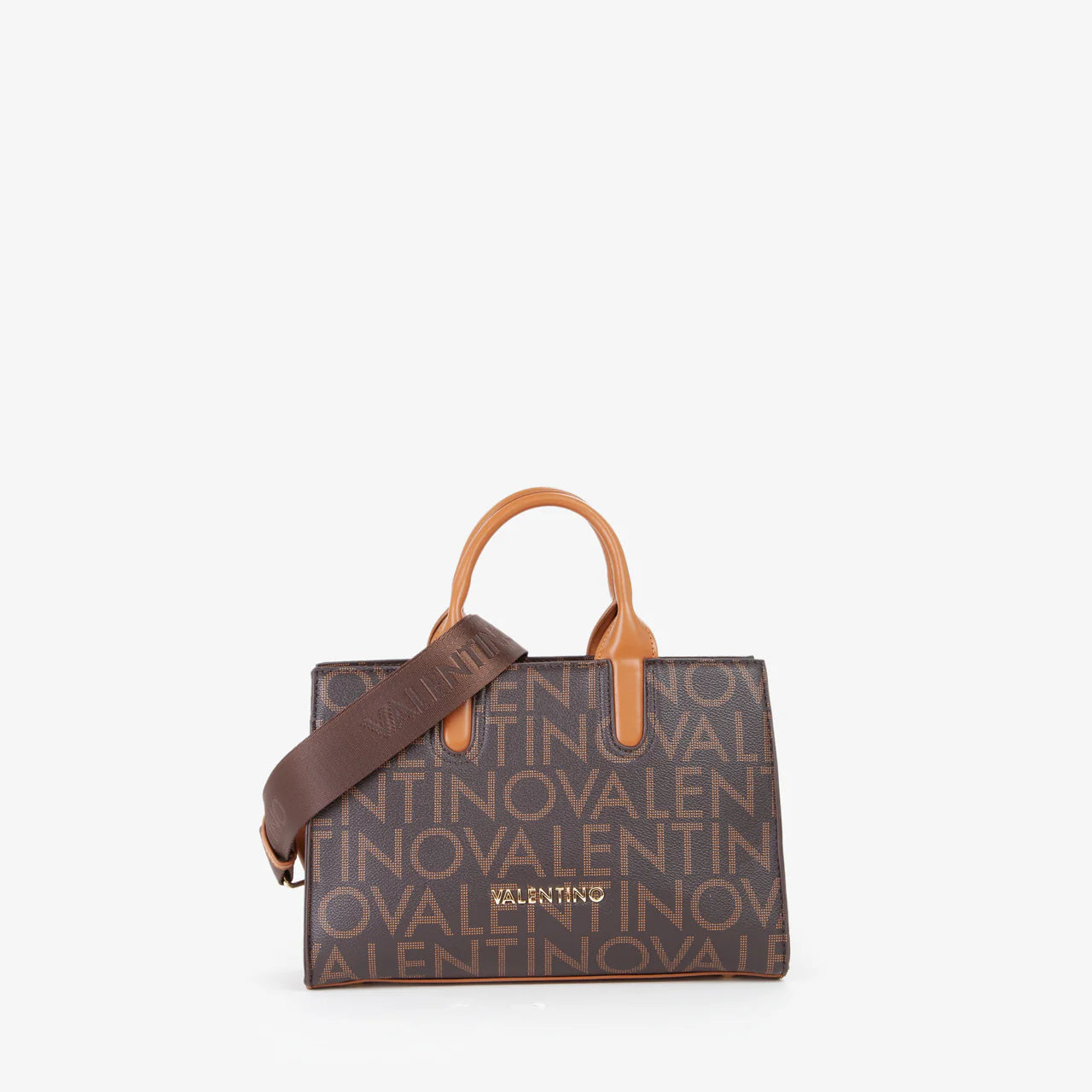 Valentino borsa a mano logata con tracolla in tessuto Marrone TU | Giò Fashion