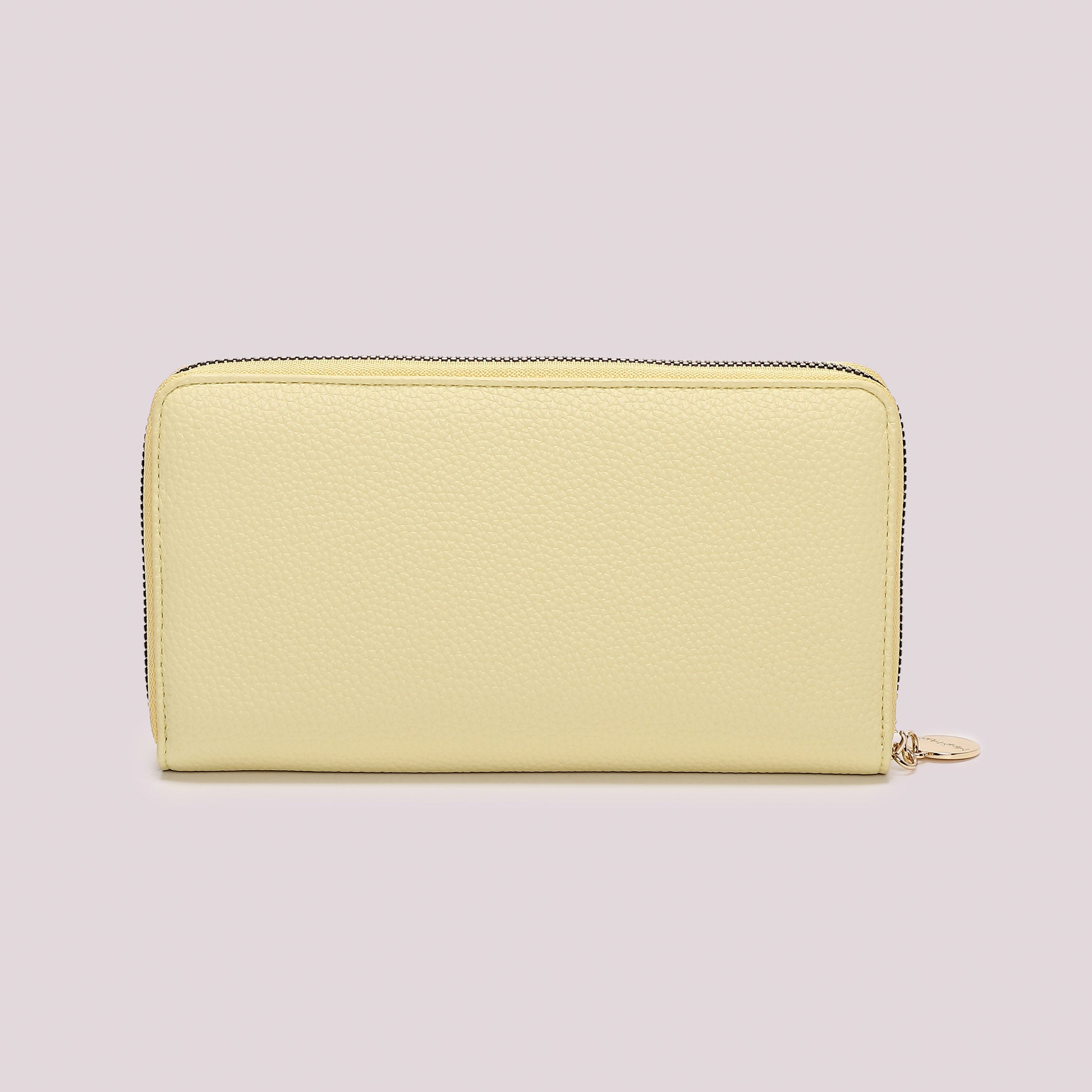 Portafoglio donna Mimi Mua zip around con borchie sottili stile elegante minimal GIALLO CHIARO TU | Giò Fashion