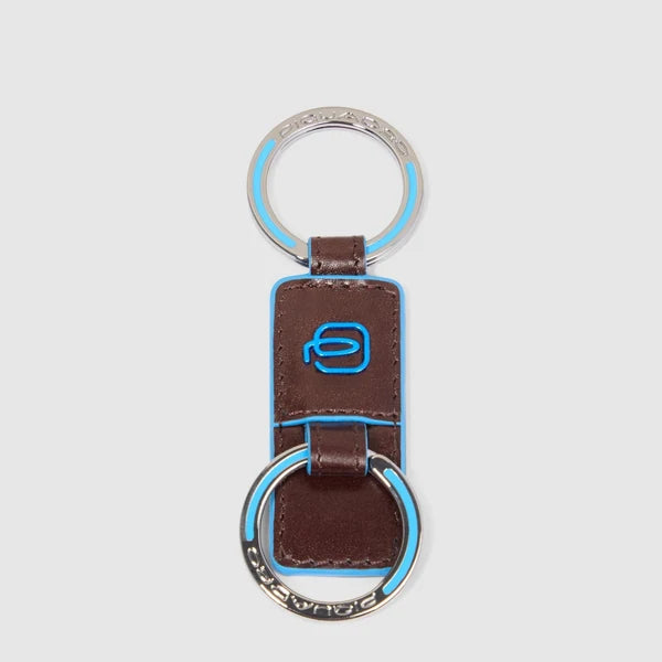 Portachiavi Piquadro in pelle con anelli metallici