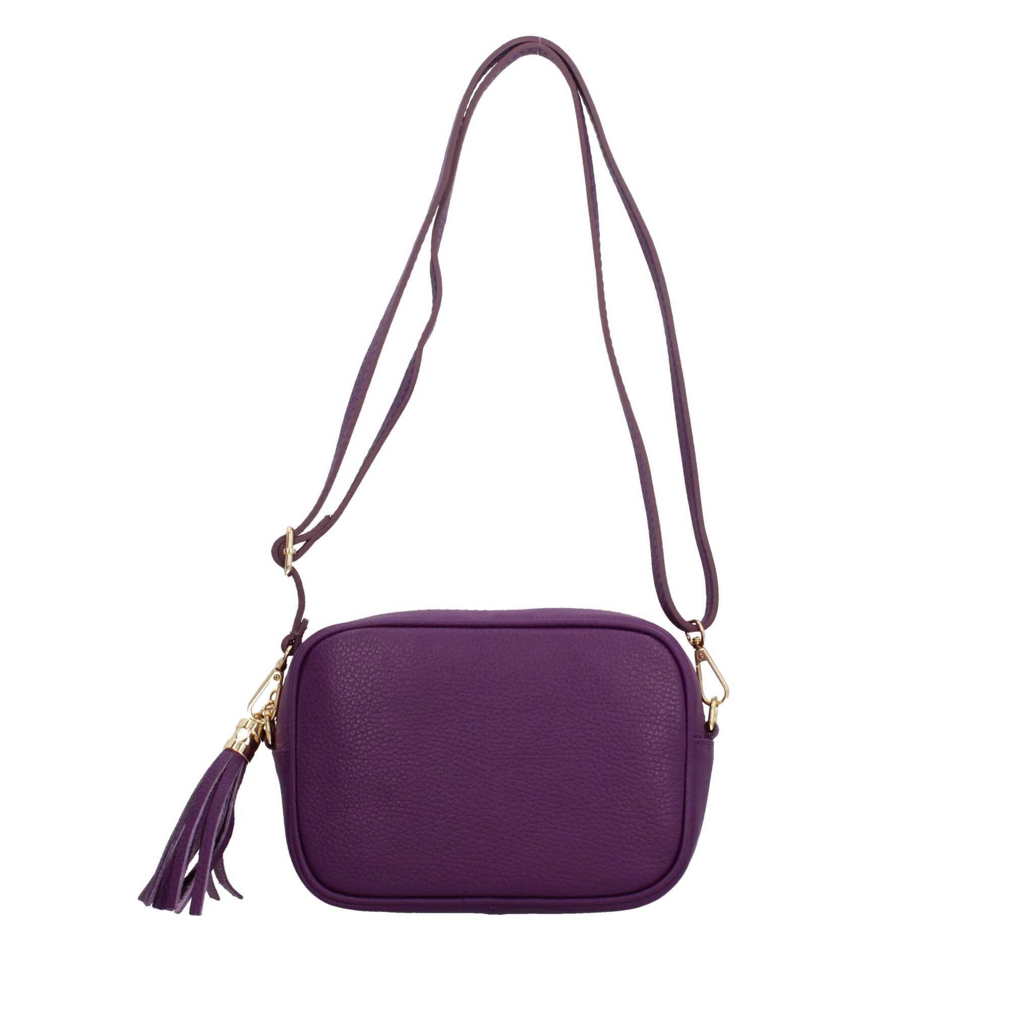 BORSA A TRACOLLA IN VERA PELLE VIOLA TU | Giò Fashion